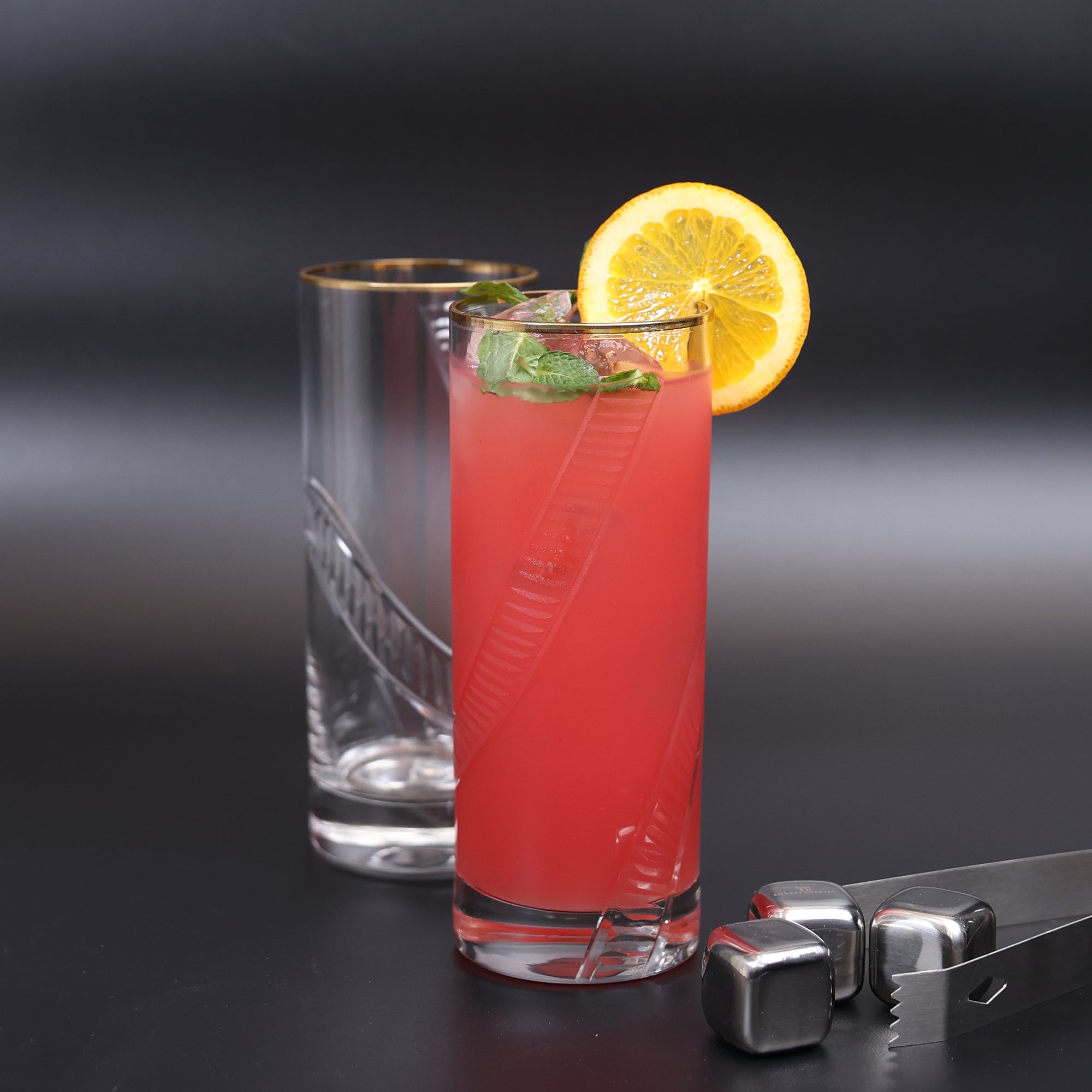 CrystalCut Handmade Glass with Gold Rim - Set of 2