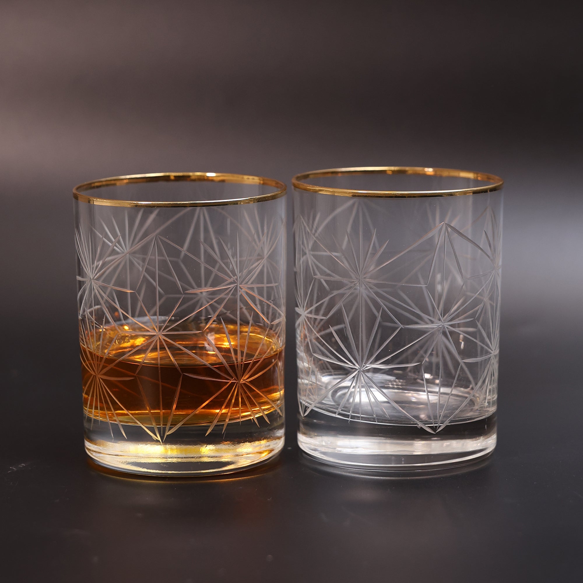Regal Gold Rim Crystal Whiskey Glass - Set of 2