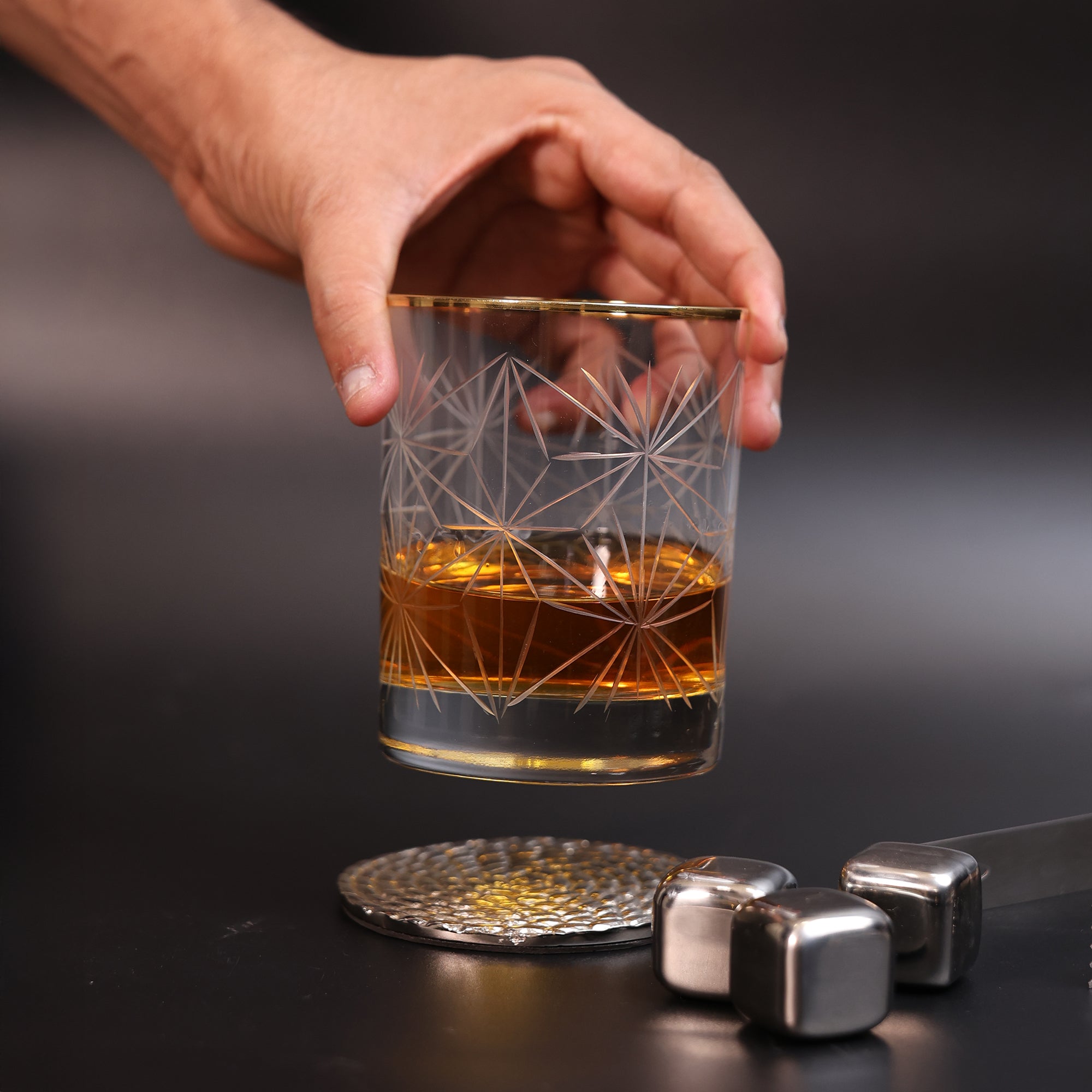 Regal Gold Rim Crystal Whiskey Glass - Set of 2