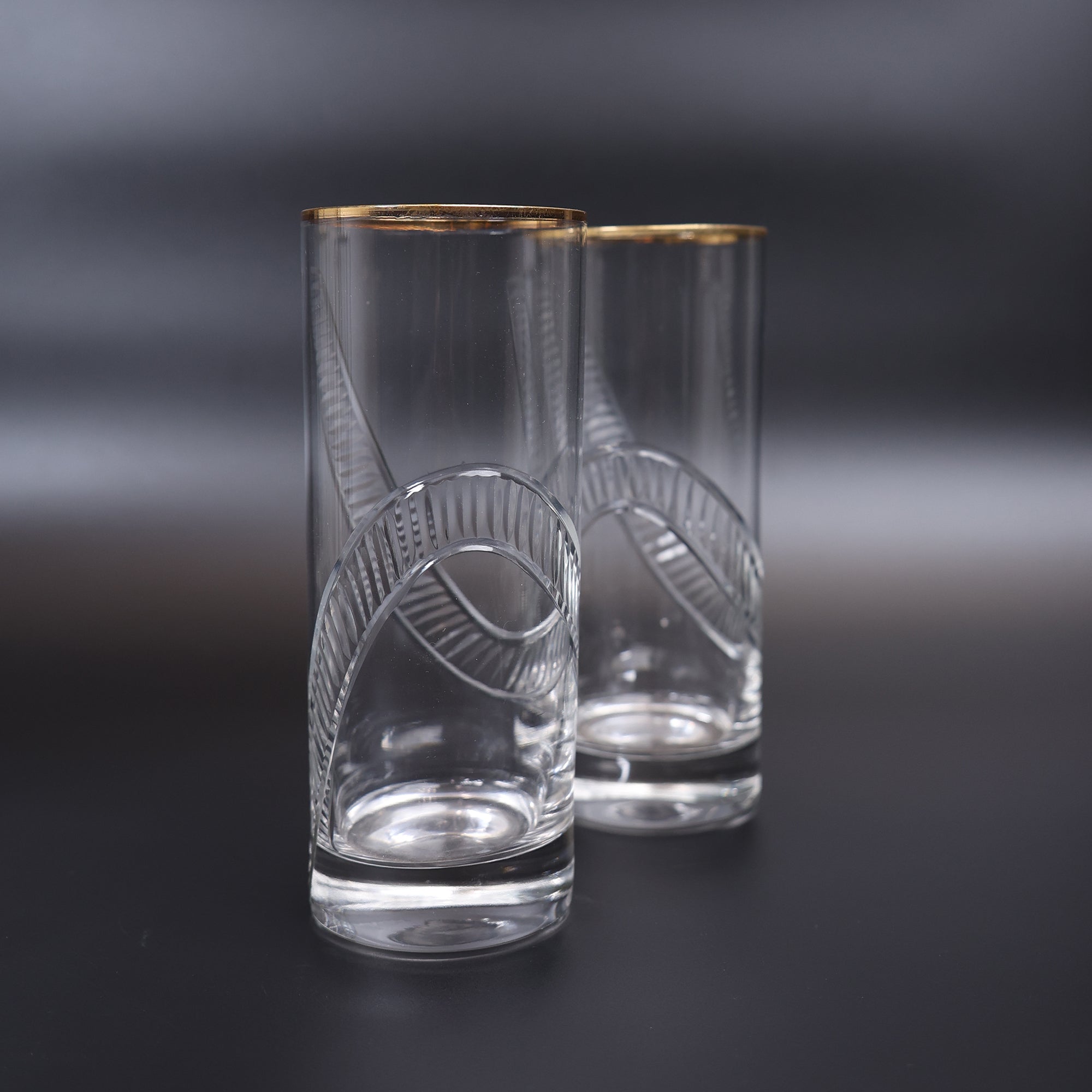CrystalCut Handmade Glass with Gold Rim - Set of 2