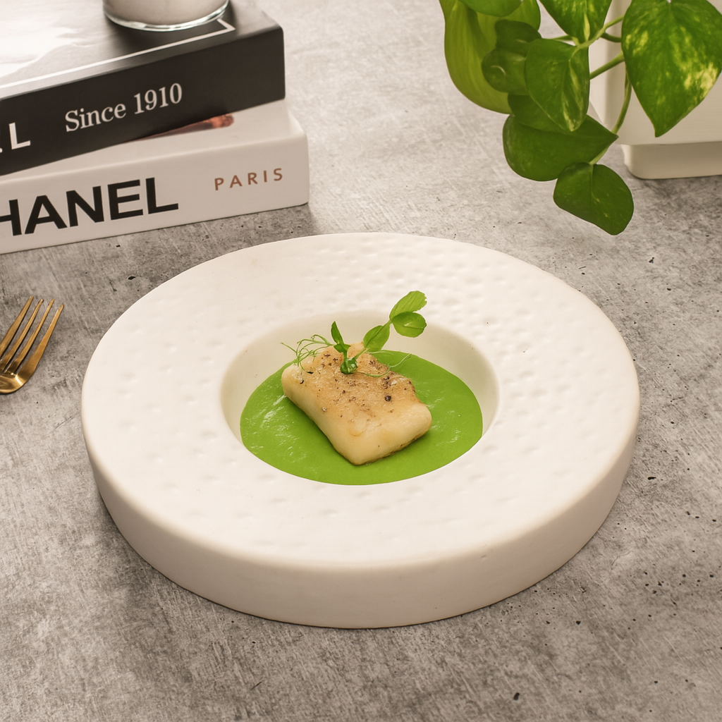 White Stoneware with Dots