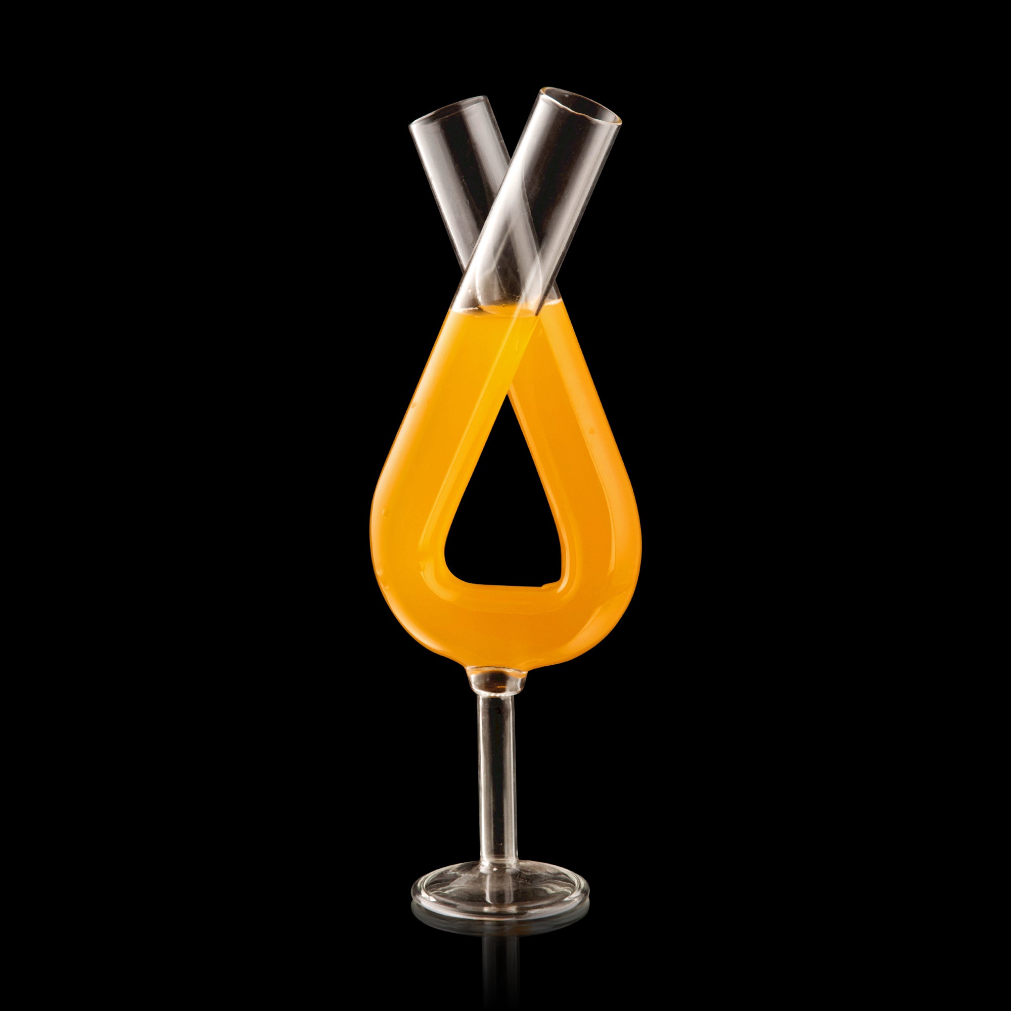 Creative Tube Cocktail Glass With Straw - Set Of 2