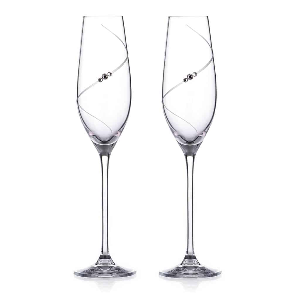 Silhouette Champagne Flute Adorned with Swarovski® Crystals – Set Of 2 - Made in United Kingdom - Smokey Cocktail