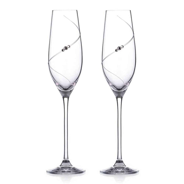 Silhouette Champagne Flute Adorned with Swarovski® Crystals – Set Of 2 - Made in United Kingdom