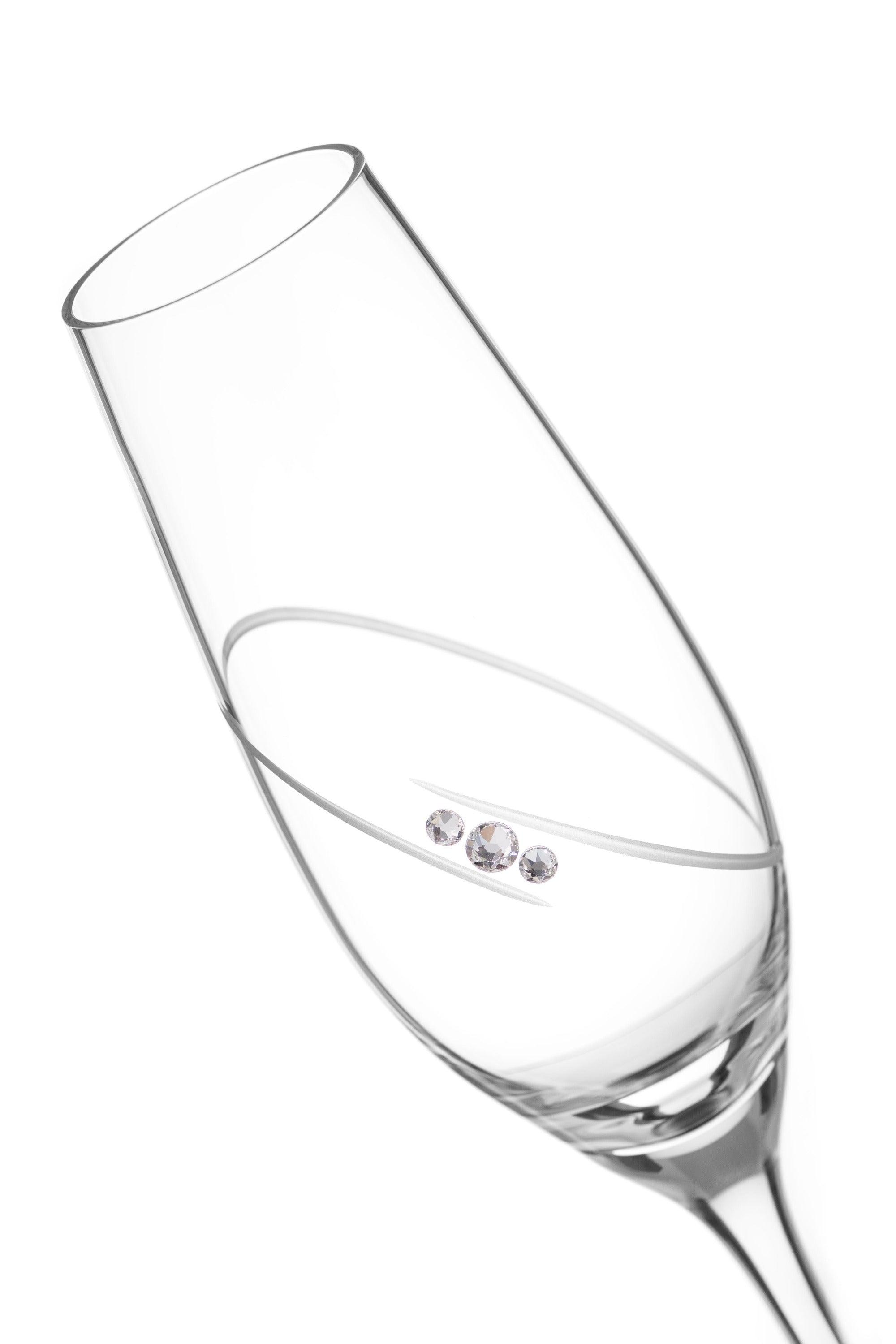 DIAMOND RING CHAMPAGNE GLASS WITH SWAROVSKI® CRYSTALS – SET OF 2 - MADE IN SLOVAKIA - Smokey Cocktail