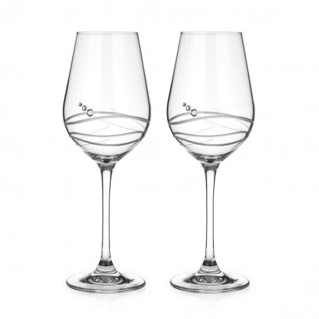 Venezia White Wine Glass Adorned with Swarovski® Crystals – Set of 2 - Made In Slovakia