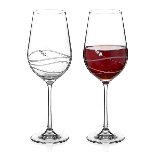 Venezia Red Wine Glasses Adorned with Swarovski® Crystals – Set of 2 - Made In SLOVAKIA