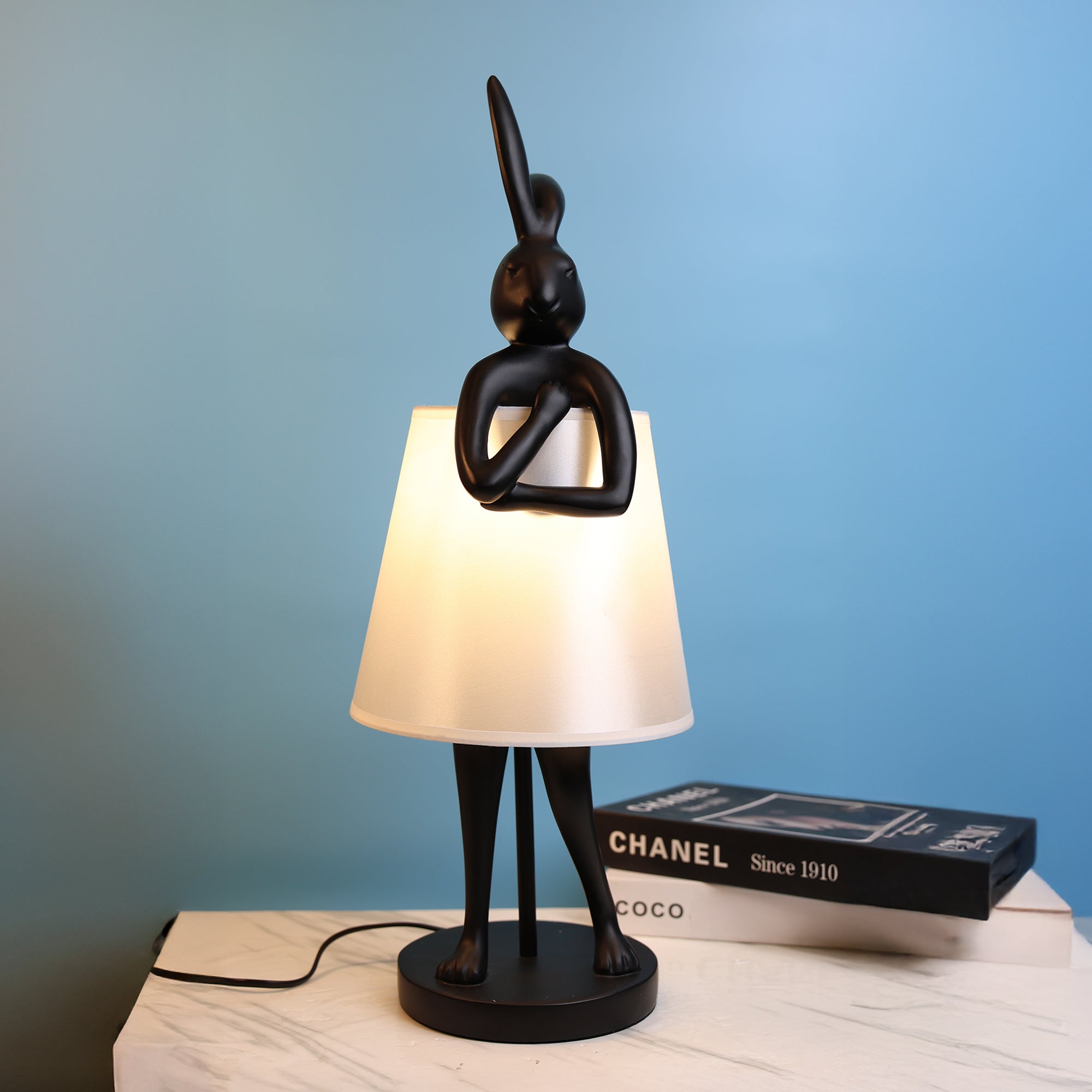 Whimsical rabbit table lamp