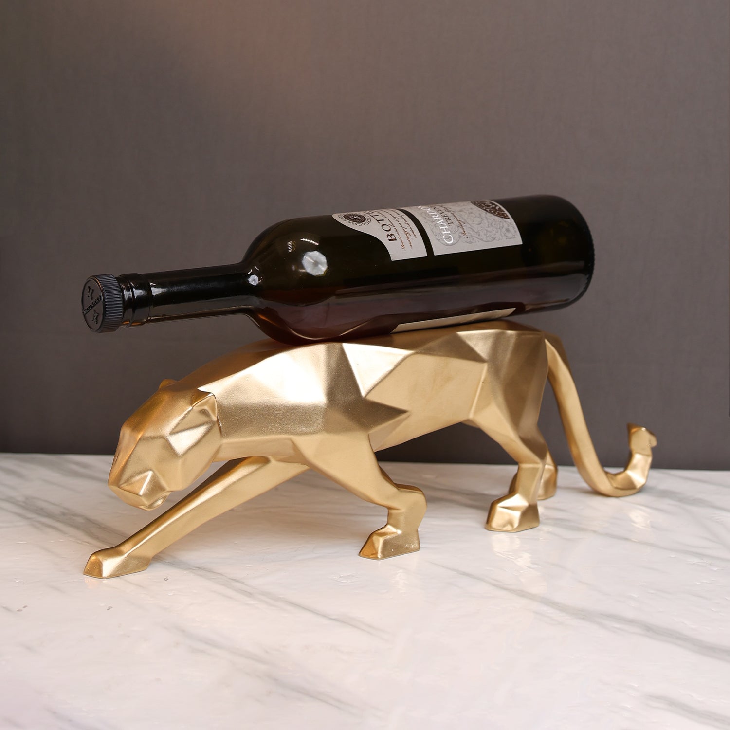 Bold Panther Bottle Sculpture
