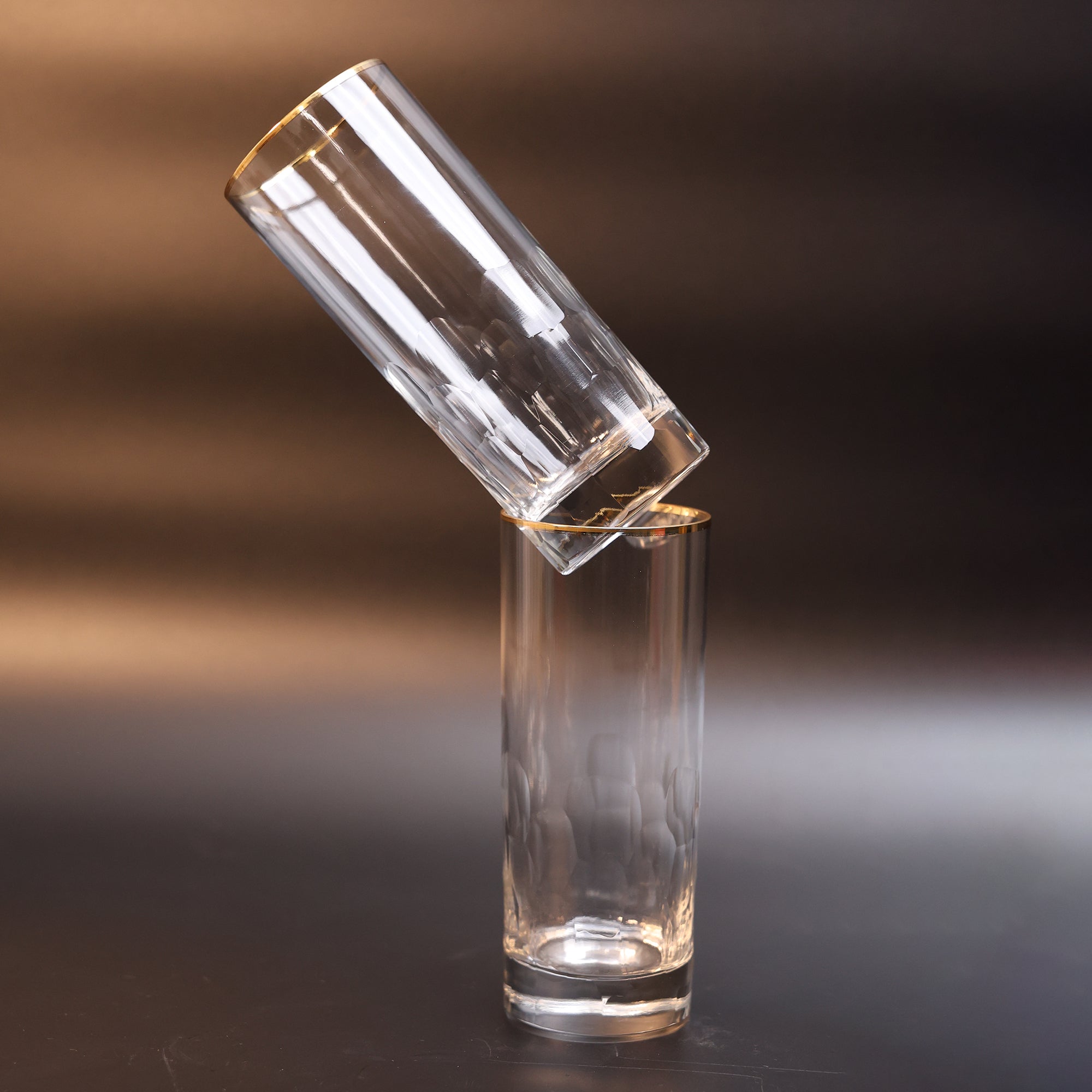 Opulent Gold Rim Tall Glass - Set Of 2