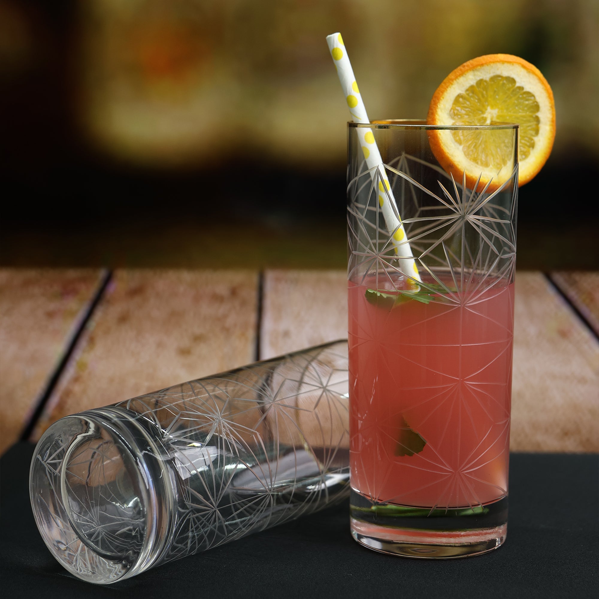 Regal Gold Rim Crystal Glass - Set of 2