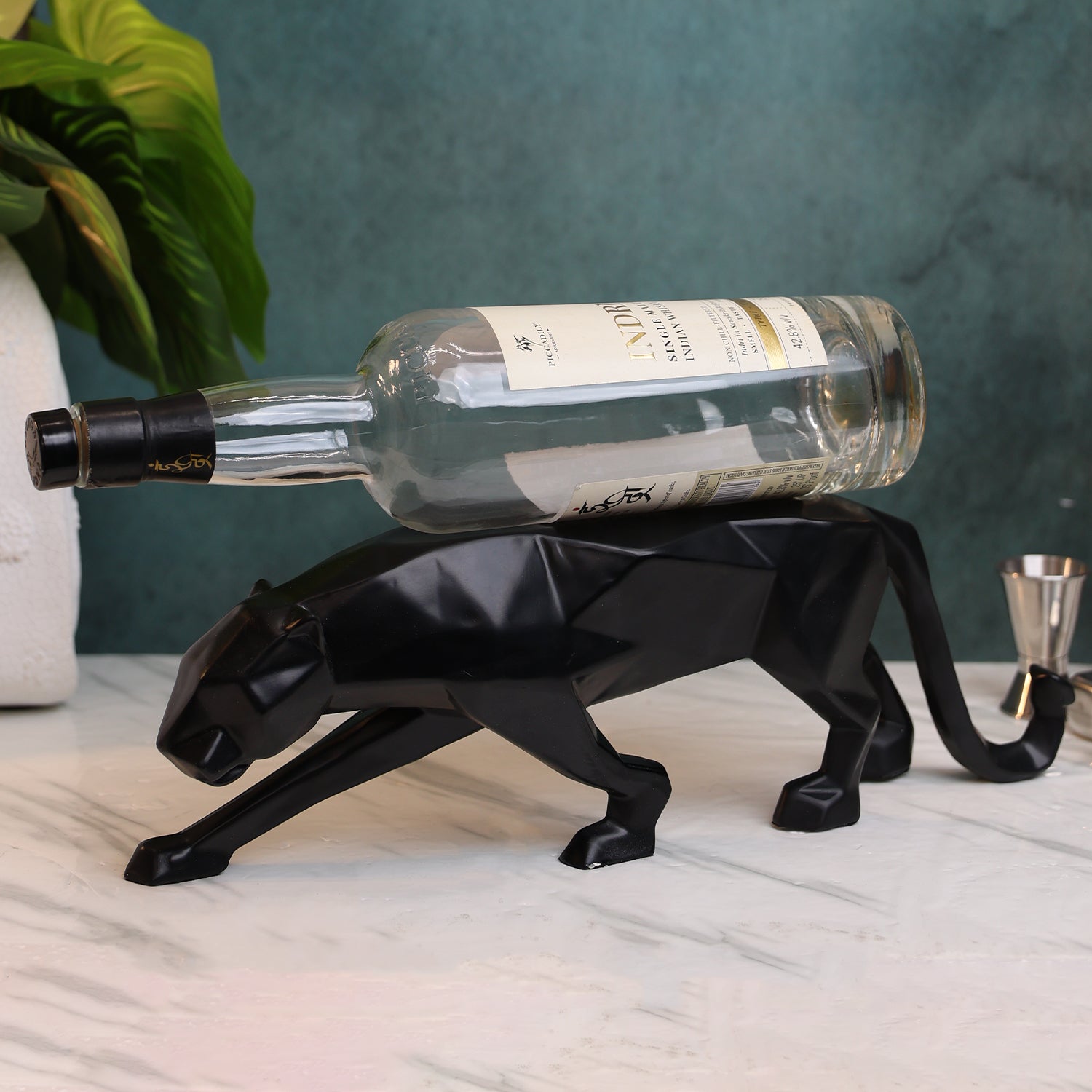 Bold Panther Bottle Sculpture