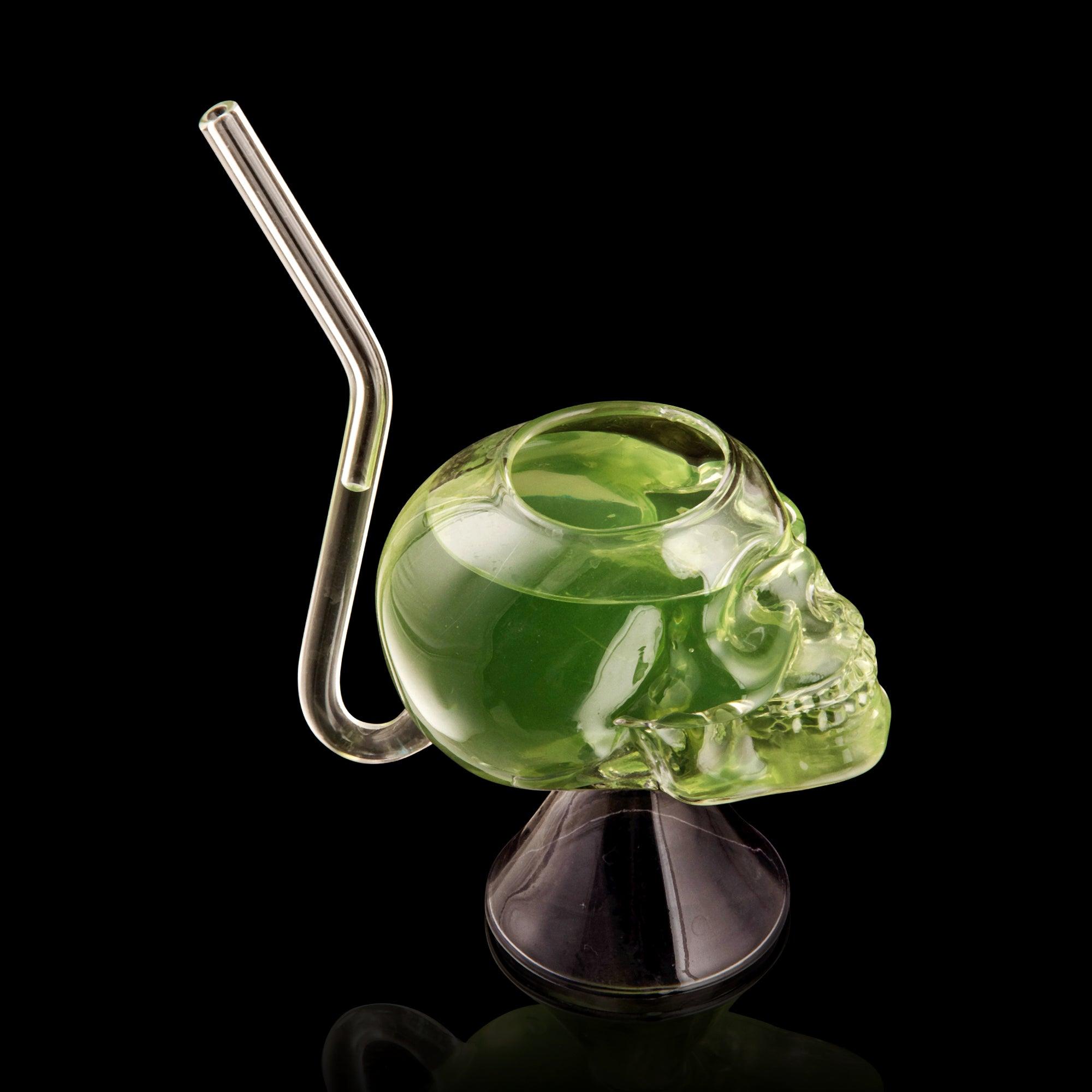 SKULL SHAPE COCKTAIL GLASS WITH STRAW - SET OF 2