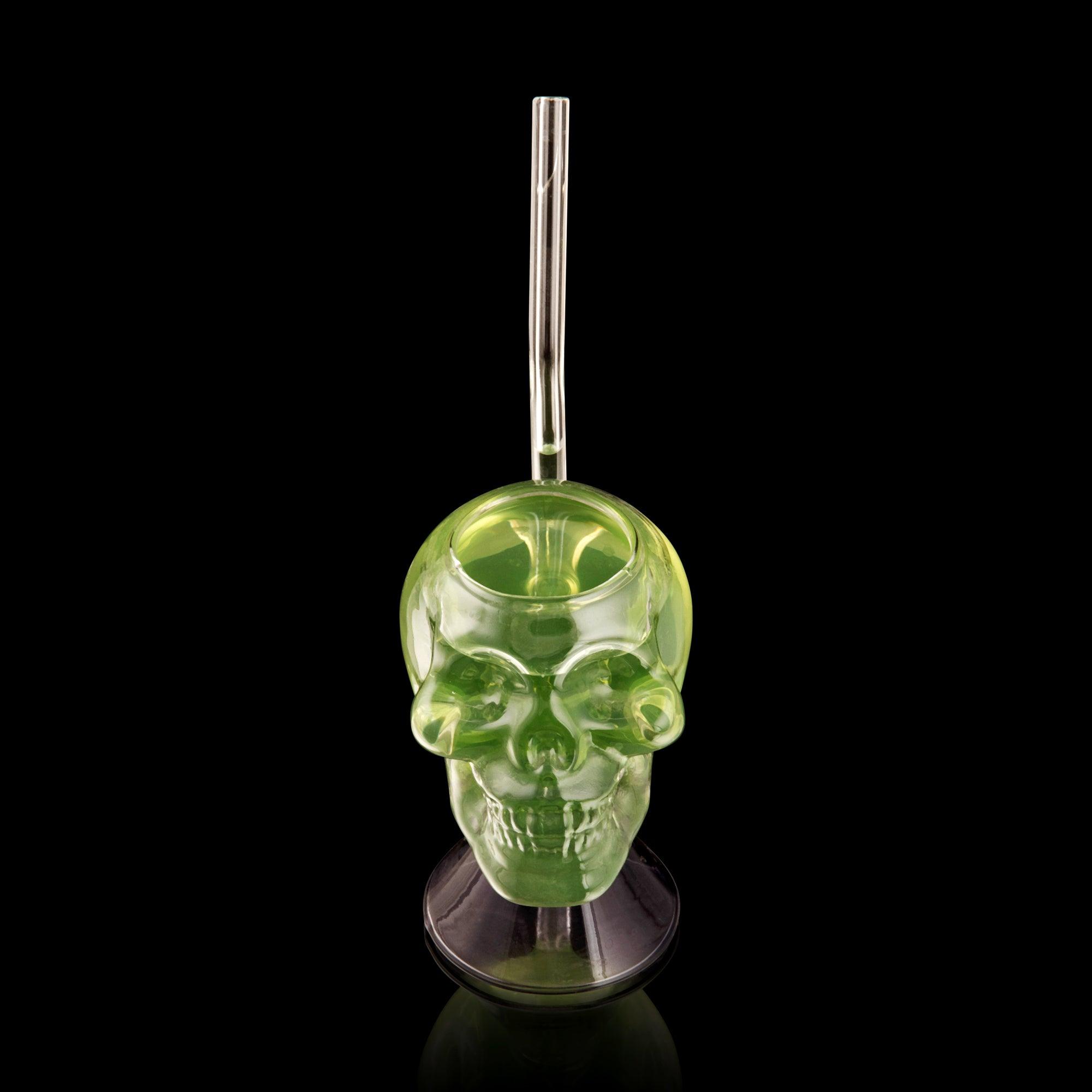SKULL SHAPE COCKTAIL GLASS WITH STRAW - SET OF 2
