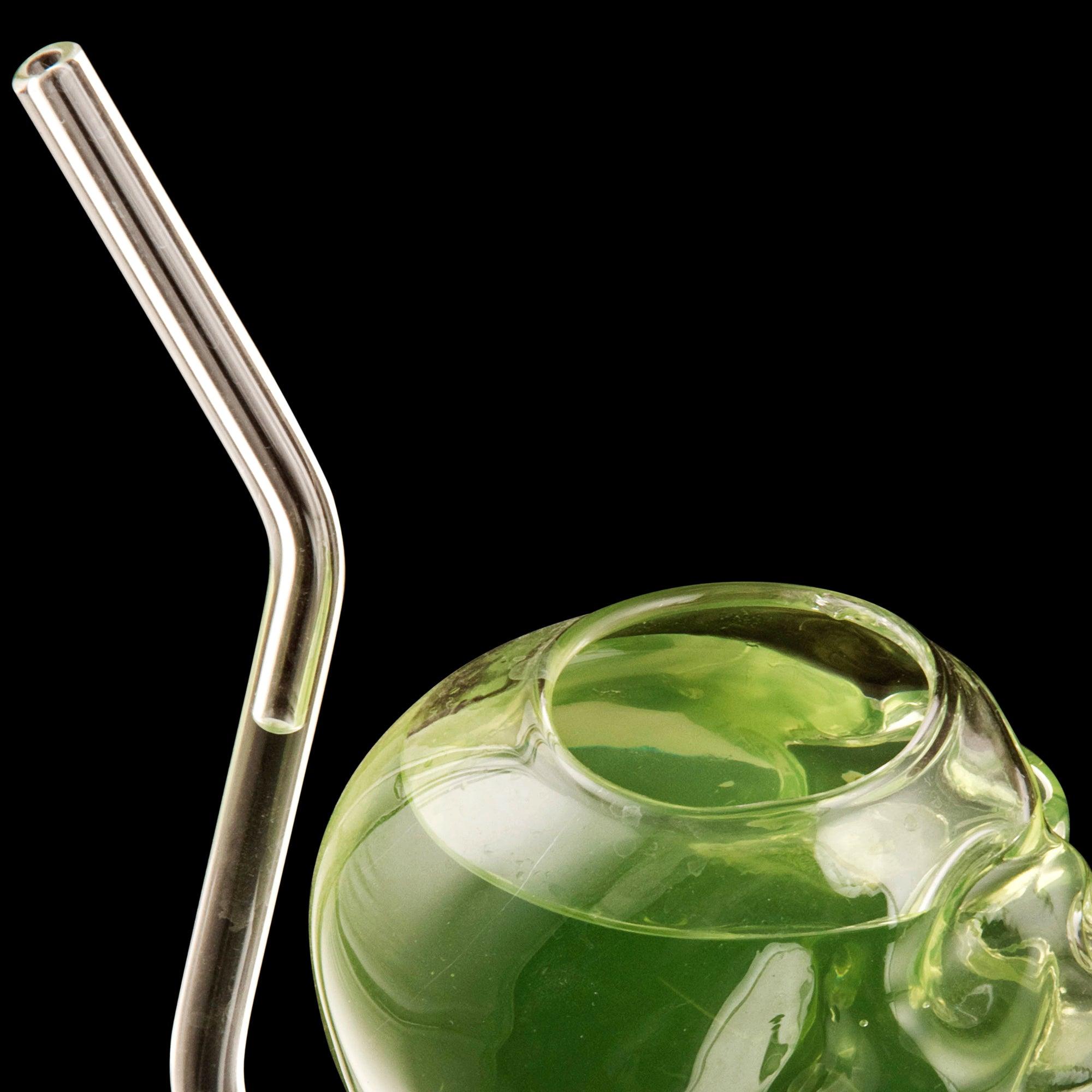SKULL SHAPE COCKTAIL GLASS WITH STRAW - SET OF 2