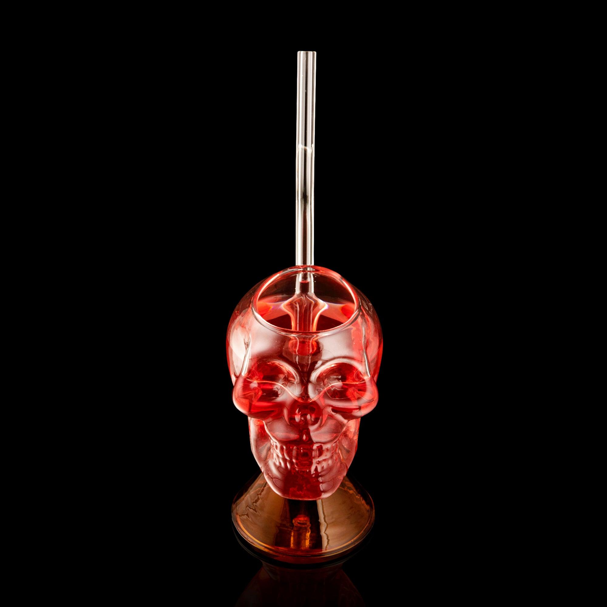 SKULL SHAPE COCKTAIL GLASS WITH STRAW - SET OF 2