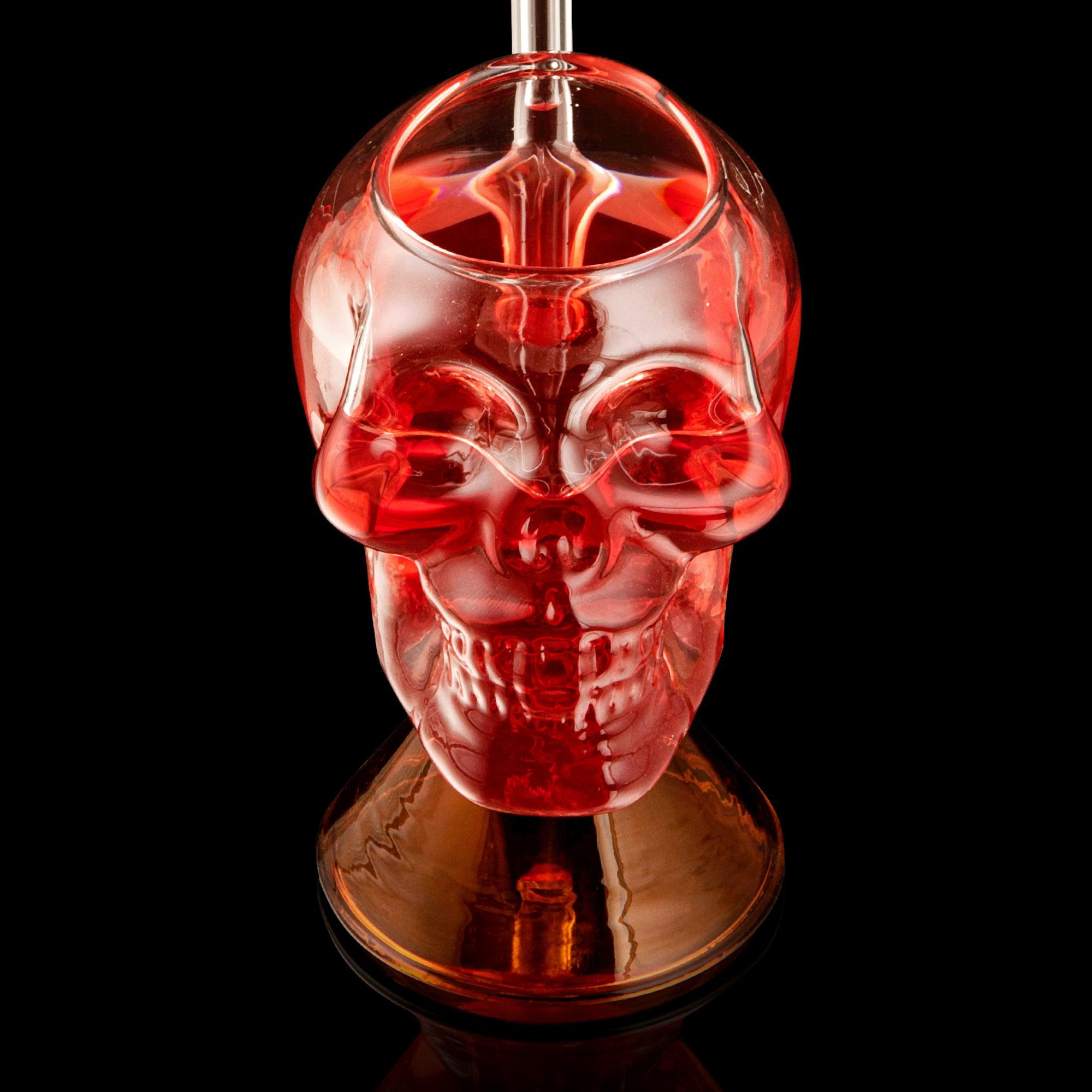 SKULL SHAPE COCKTAIL GLASS WITH STRAW - SET OF 2