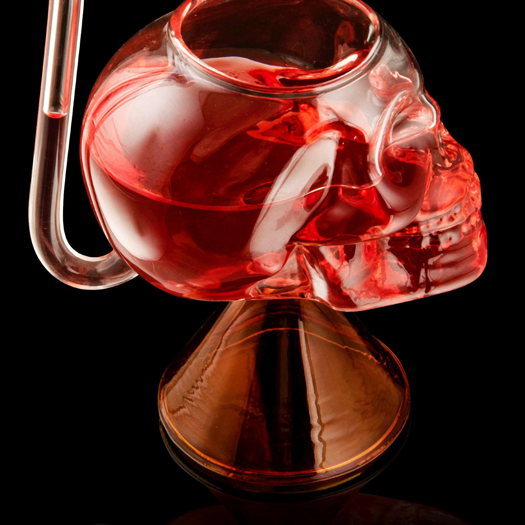 SKULL SHAPE COCKTAIL GLASS WITH STRAW - SET OF 2