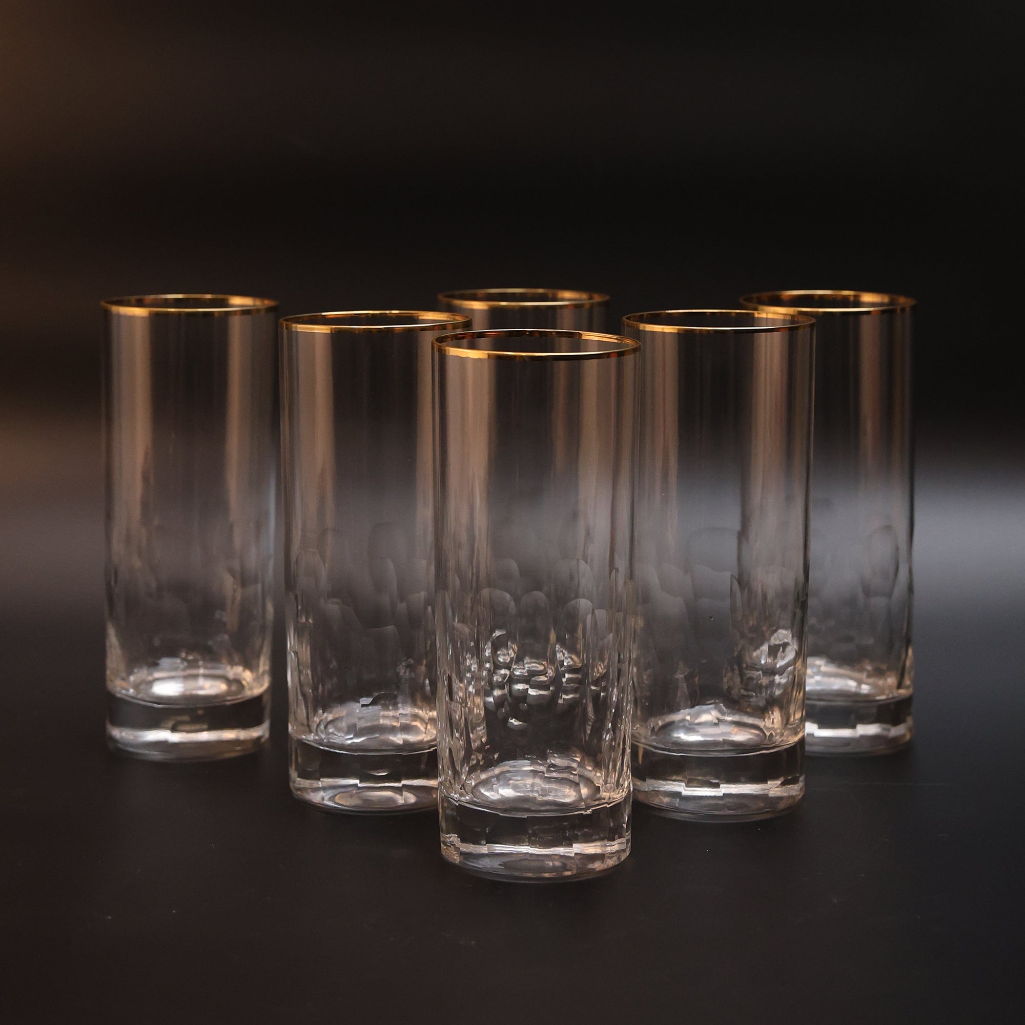 Opulent Gold Rim Tall Glass - Set Of 2