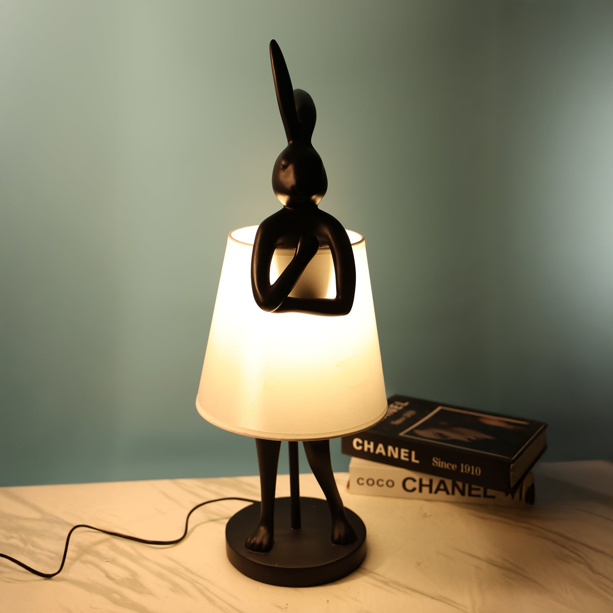 Whimsical rabbit table lamp
