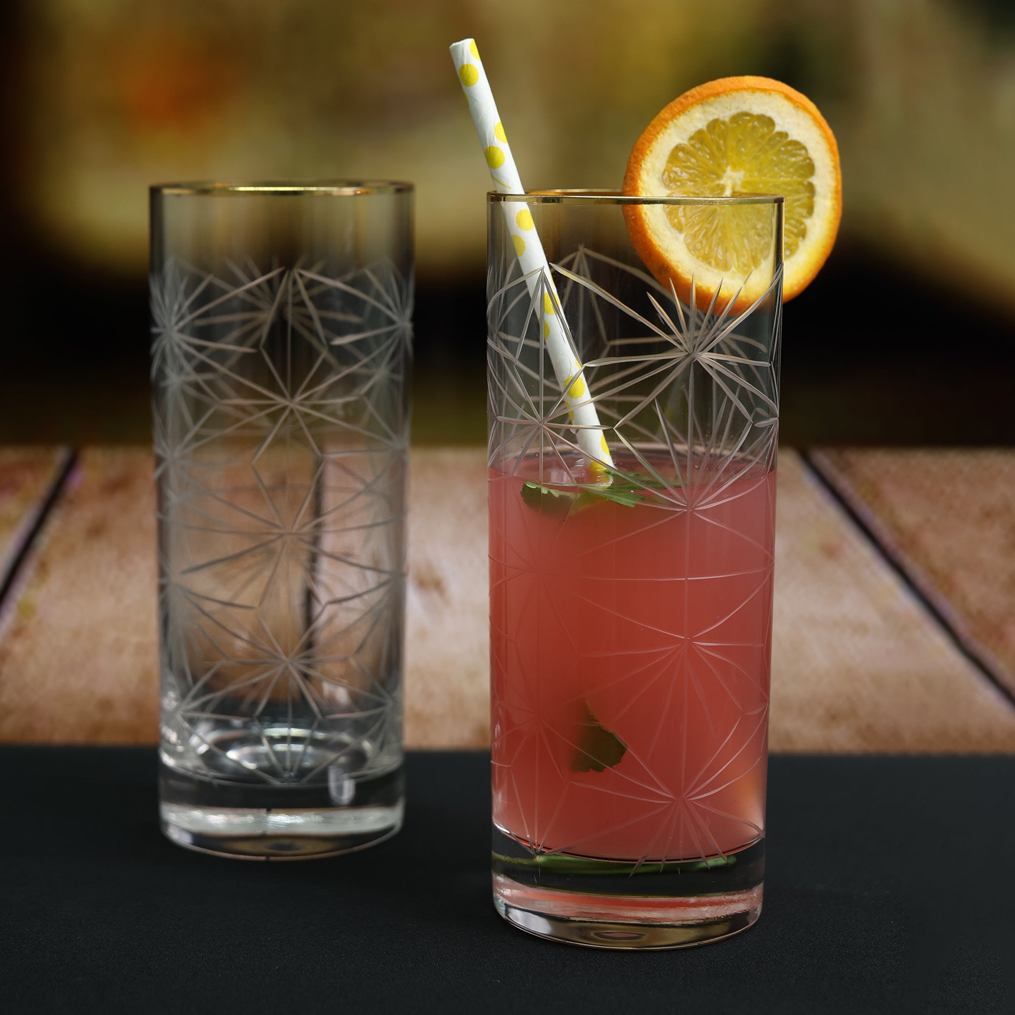 Regal Gold Rim Crystal Glass - Set of 2