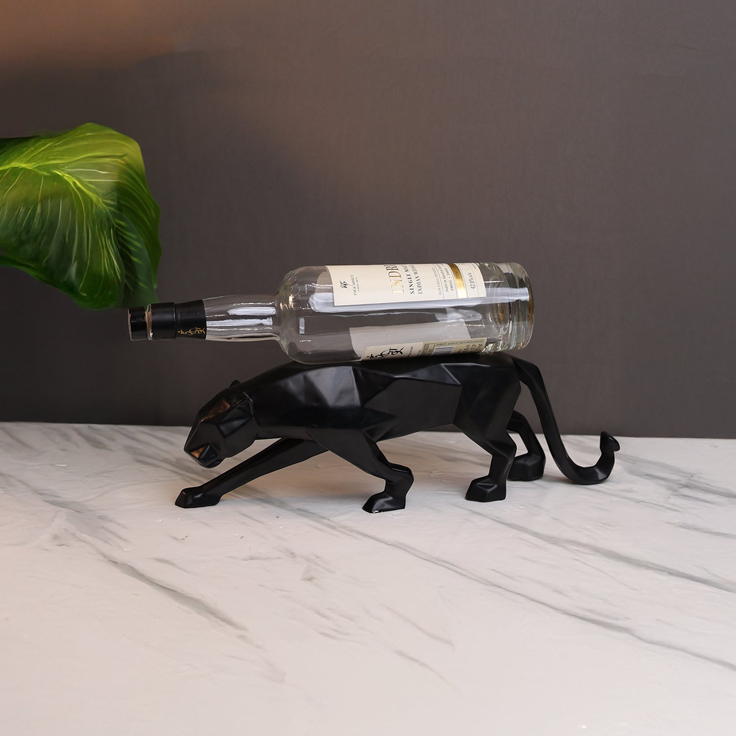 Bold Panther Bottle Sculpture