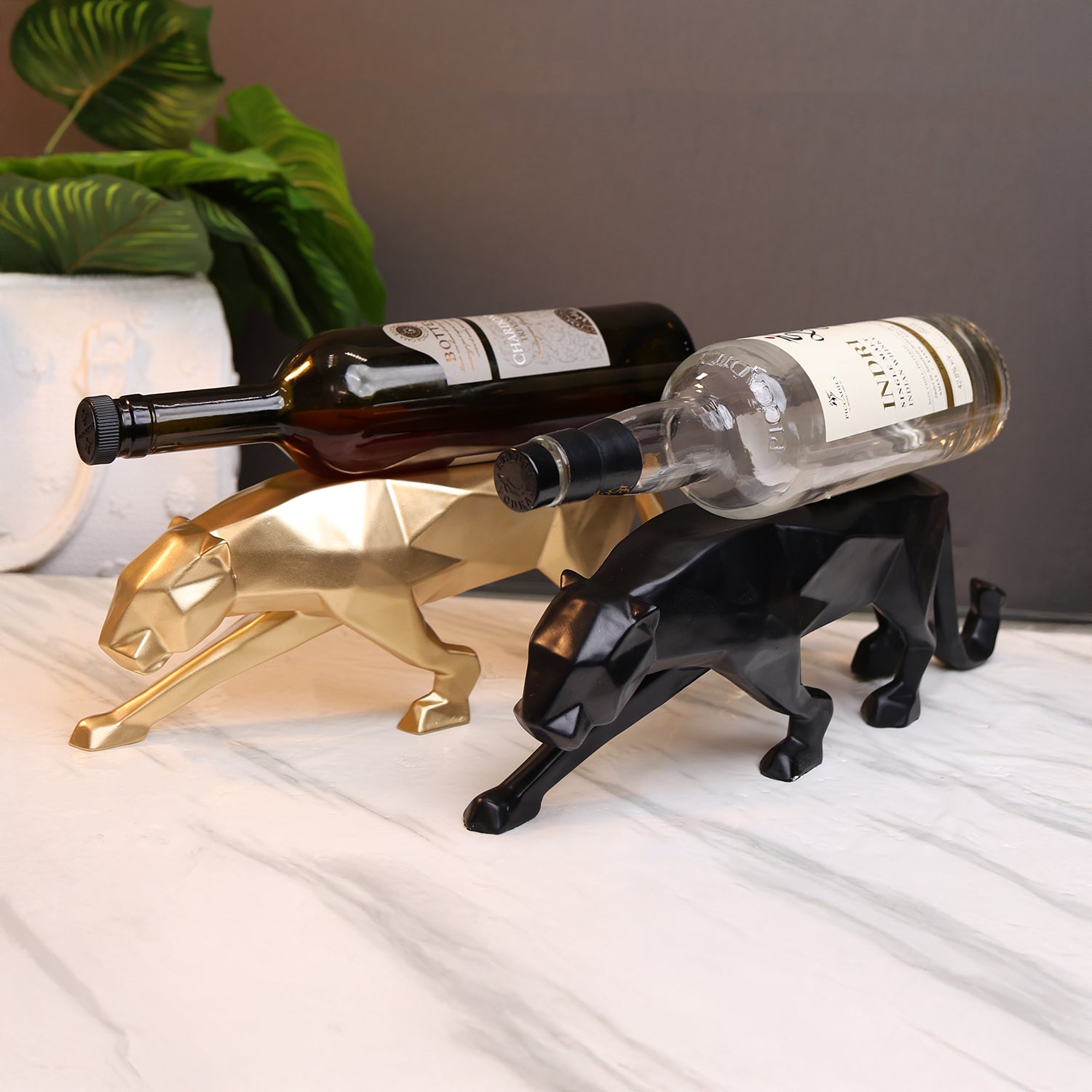 Bold Panther Bottle Sculpture