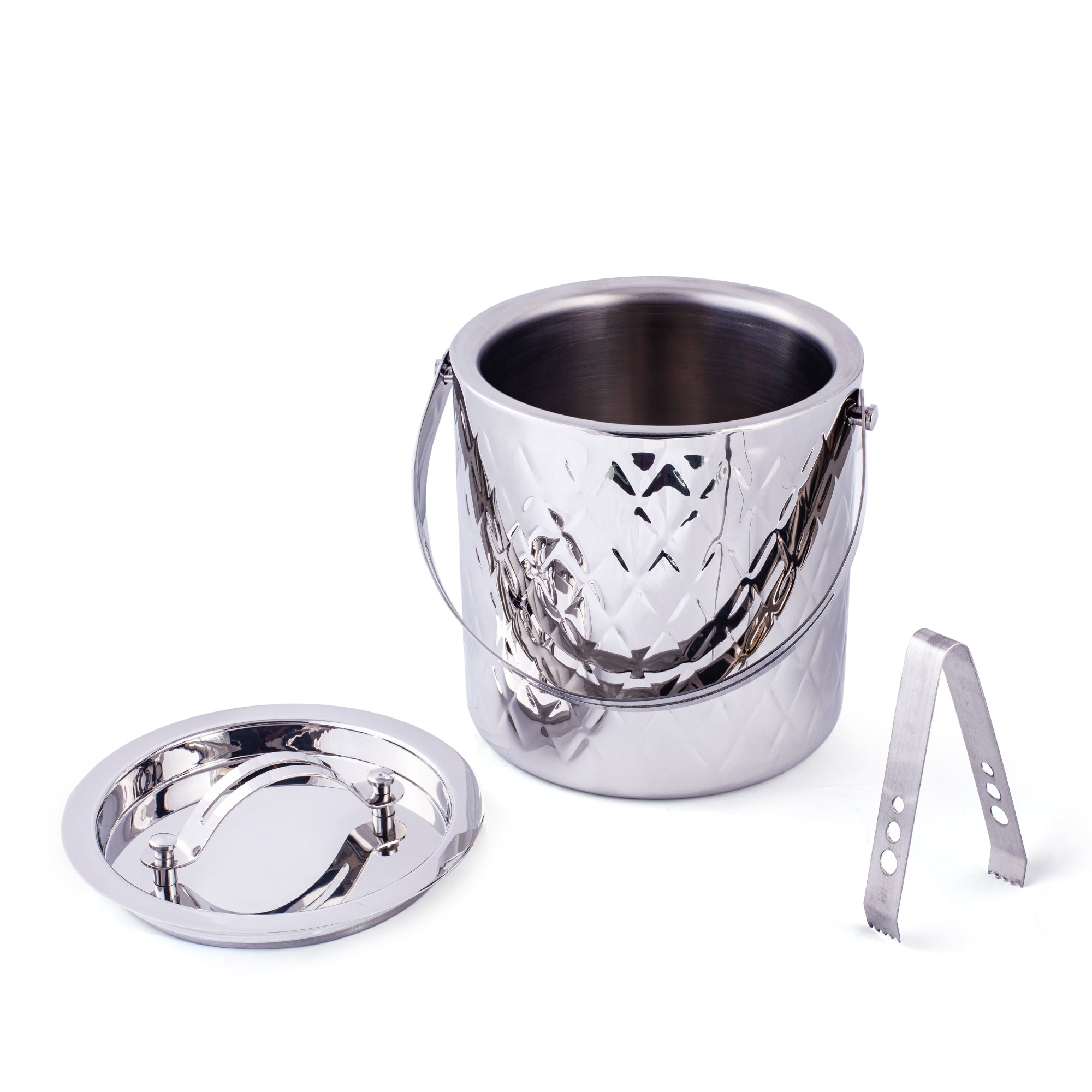 Modern Steel Chill Ice - Bucket With Tong