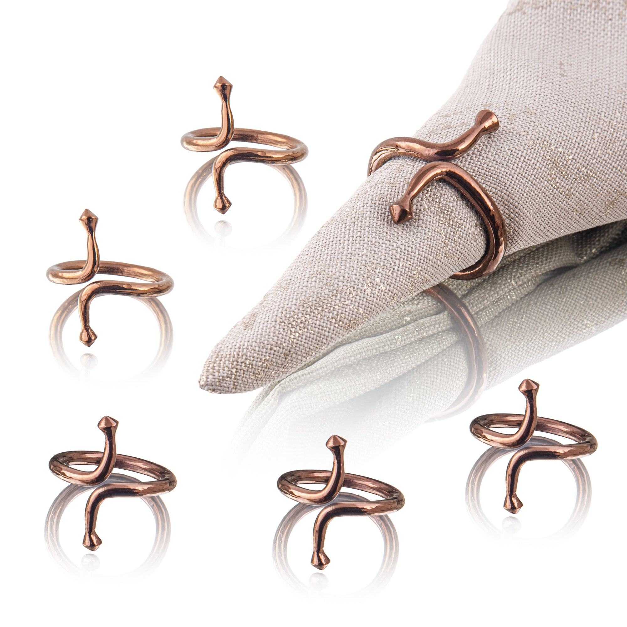 HAMMERED SHAPE NAPKIN RING - Set Of 6