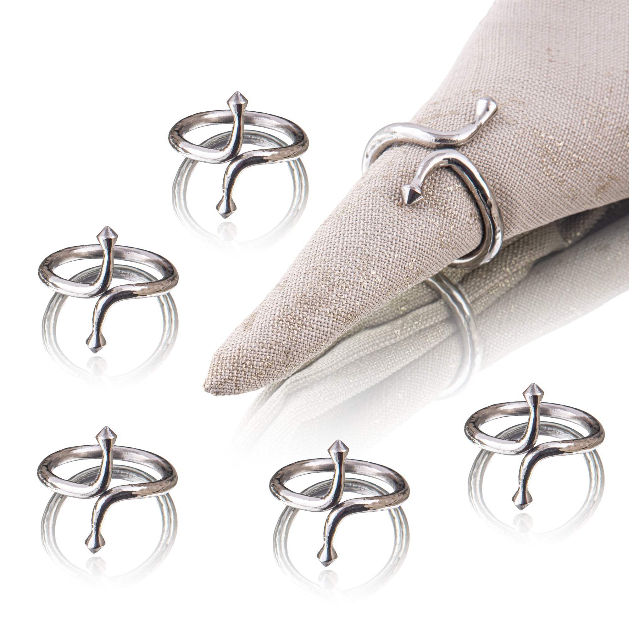 HAMMERED SHAPE NAPKIN RING - Set Of 6