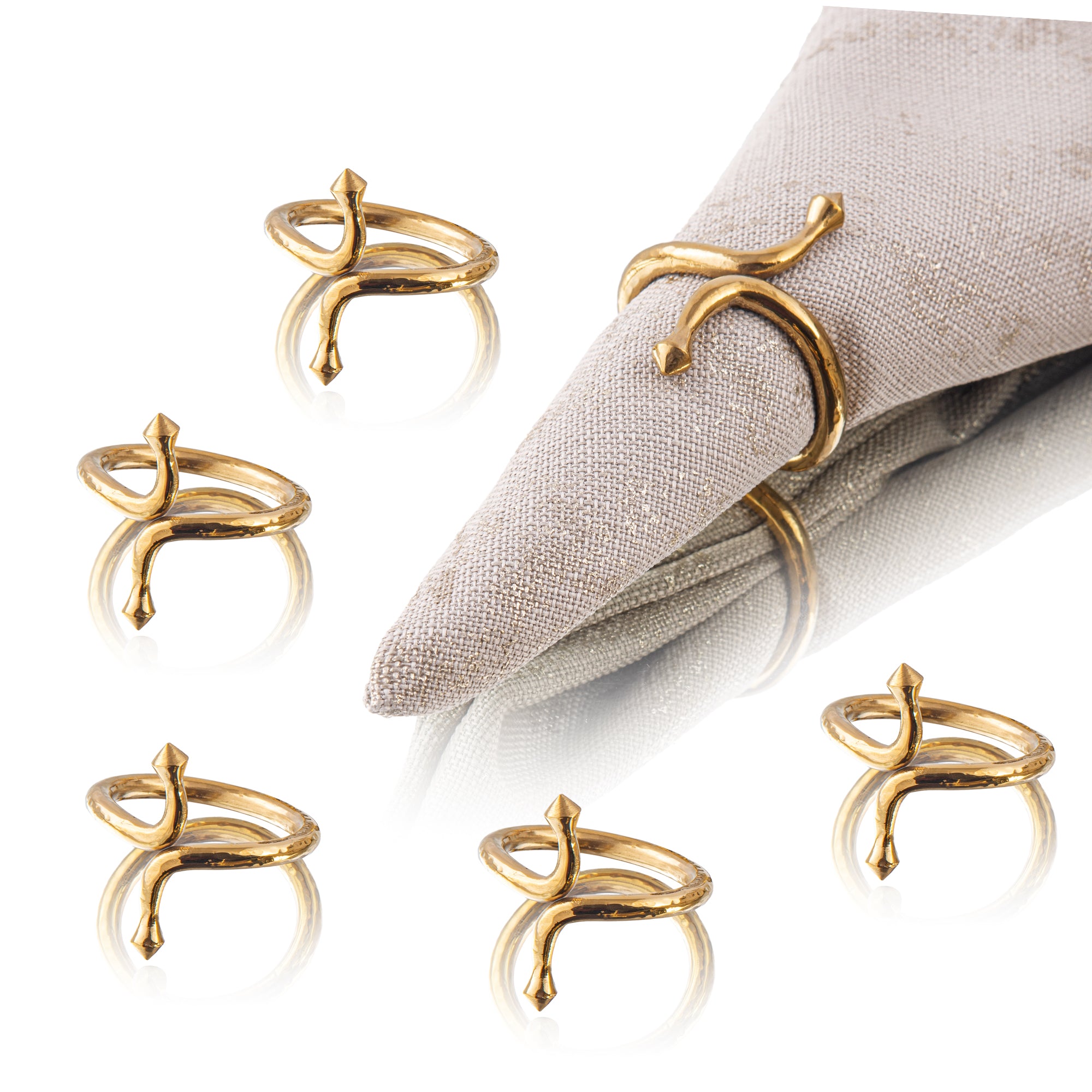 HAMMERED SHAPE NAPKIN RING - Set Of 6
