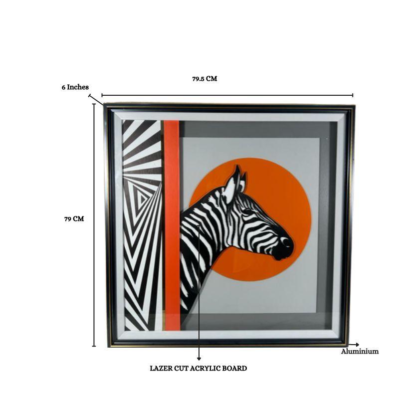 ZEBRA WALL ART WITH FRAME - HAND MADE - Smokey Cocktail