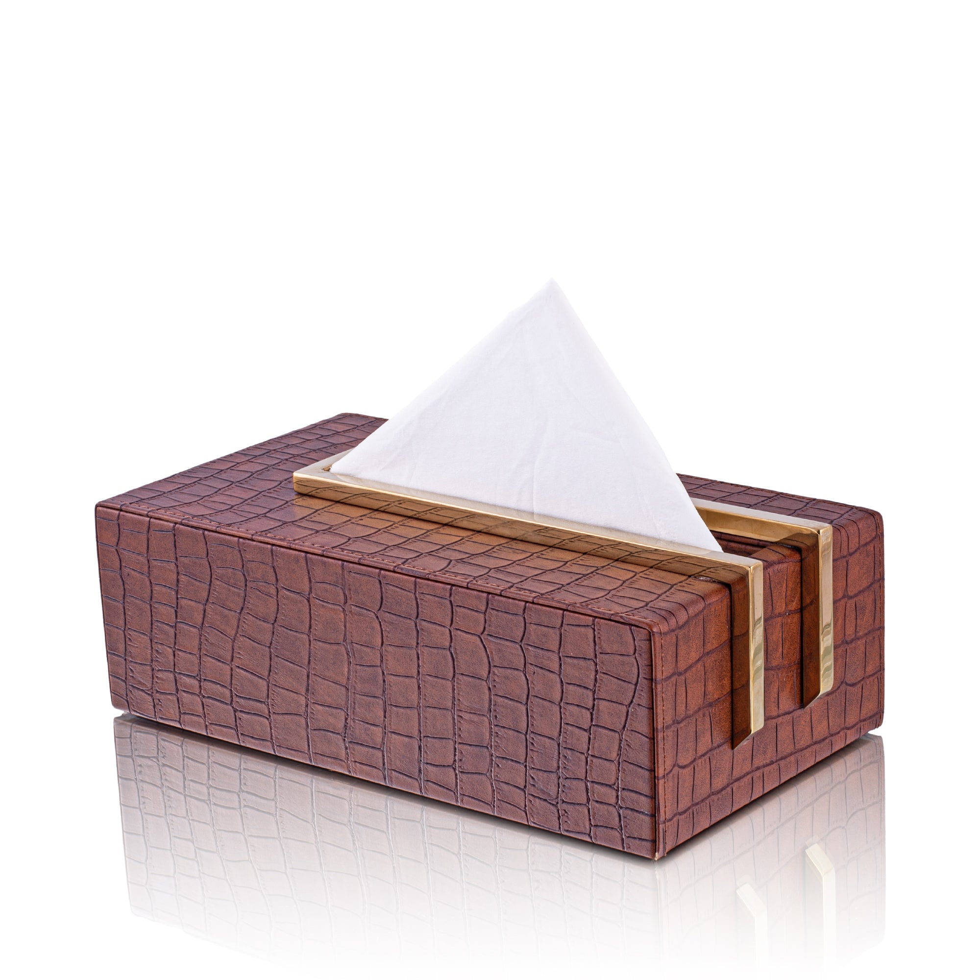 LEATHER TRAY & TISSUE HOLDER