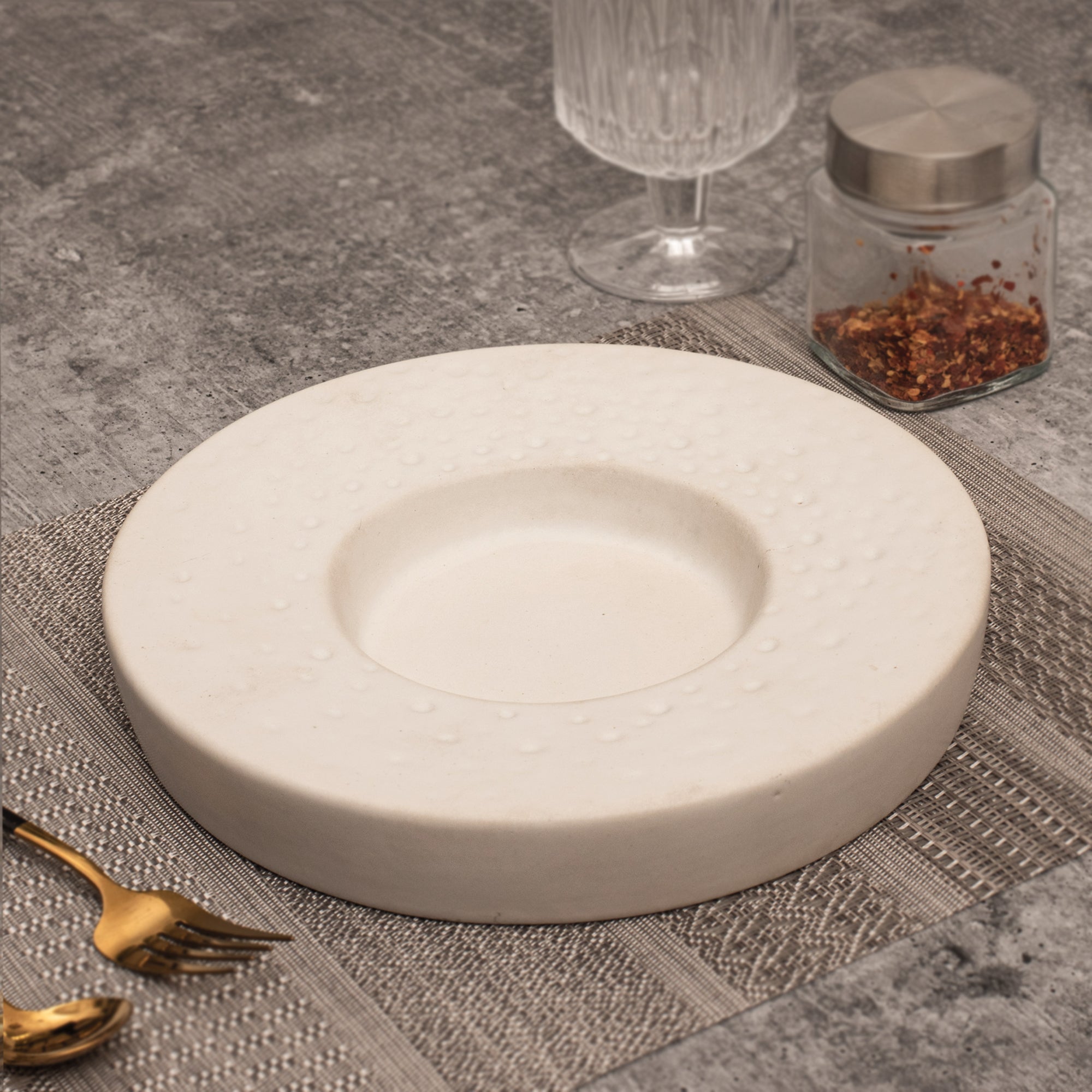 White Stoneware with Dots