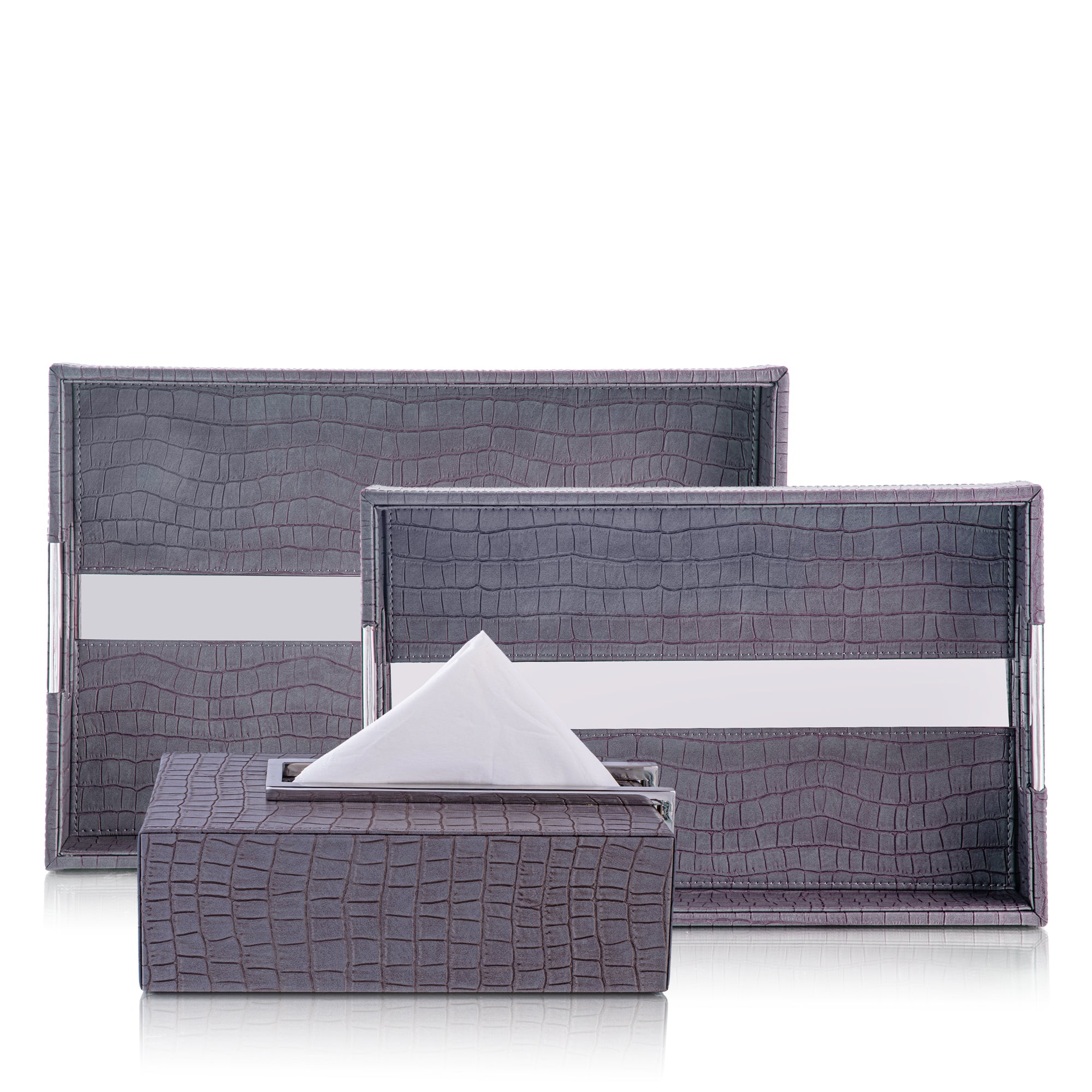 LEATHER TRAY & TISSUE HOLDER