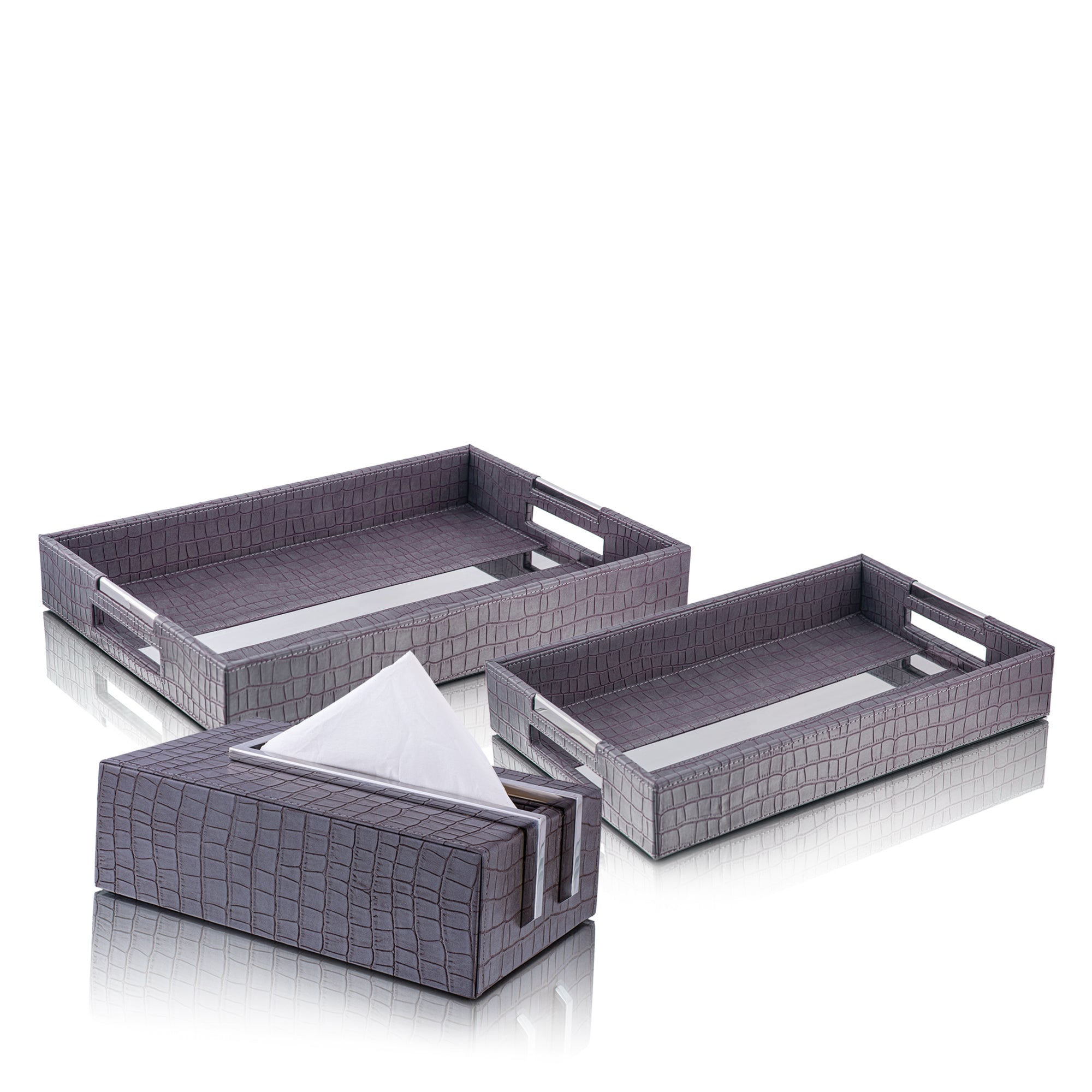 LEATHER TRAY & TISSUE HOLDER