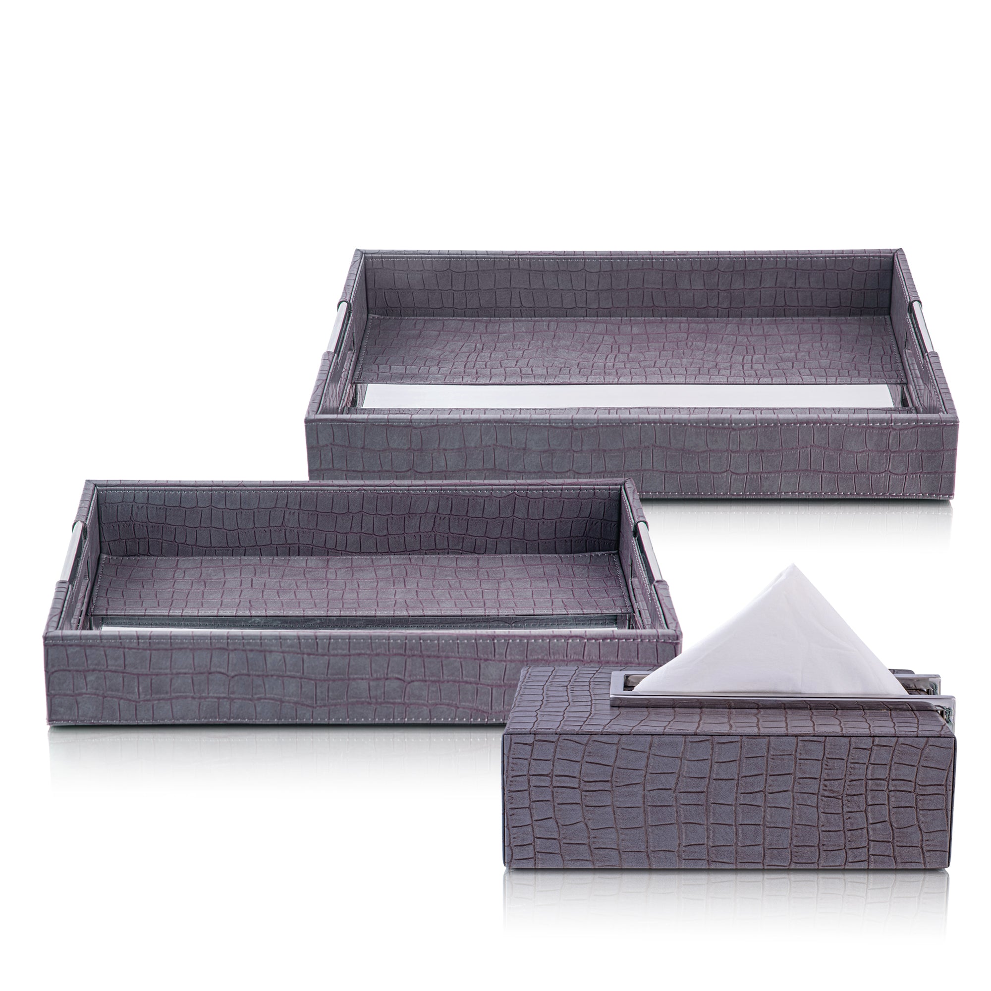 LEATHER TRAY & TISSUE HOLDER