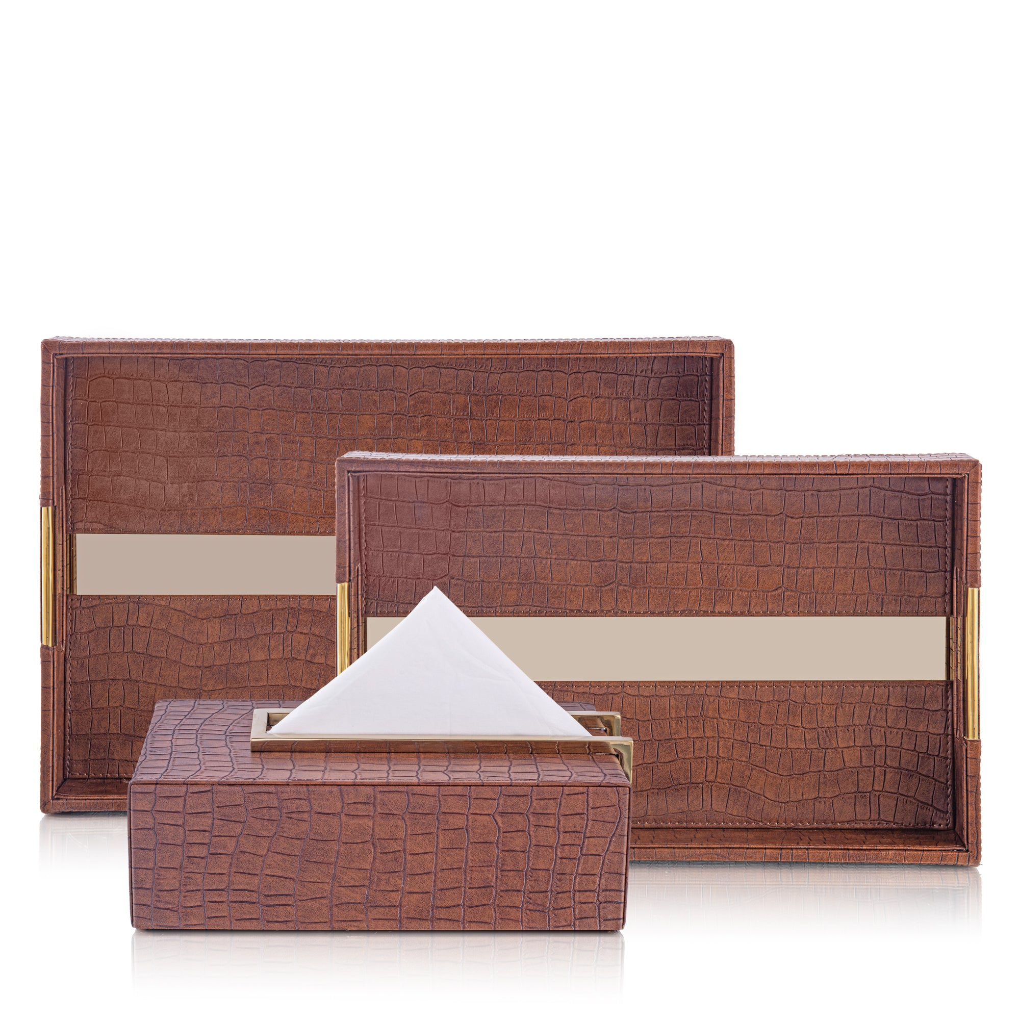 LEATHER TRAY & TISSUE HOLDER