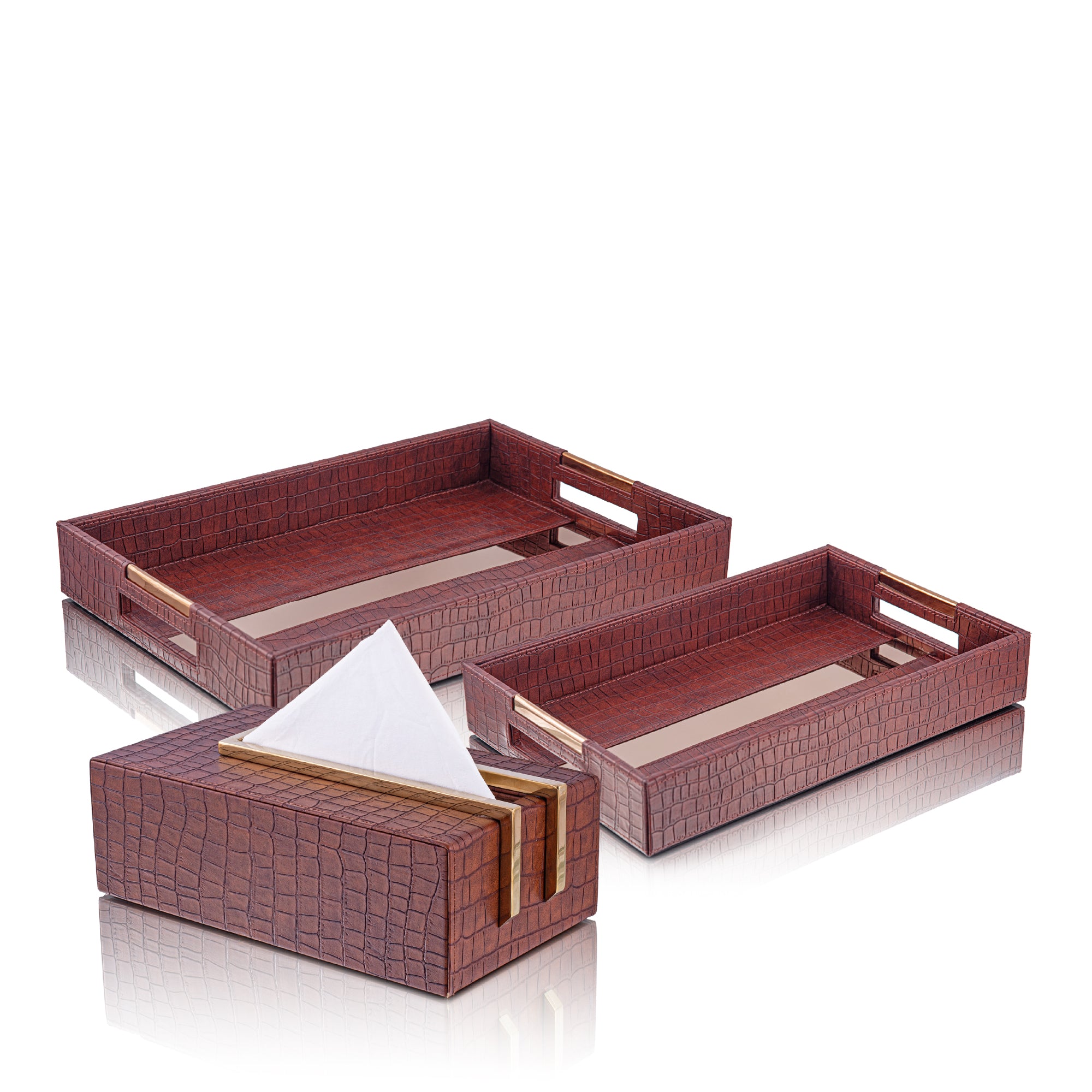 LEATHER TRAY & TISSUE HOLDER