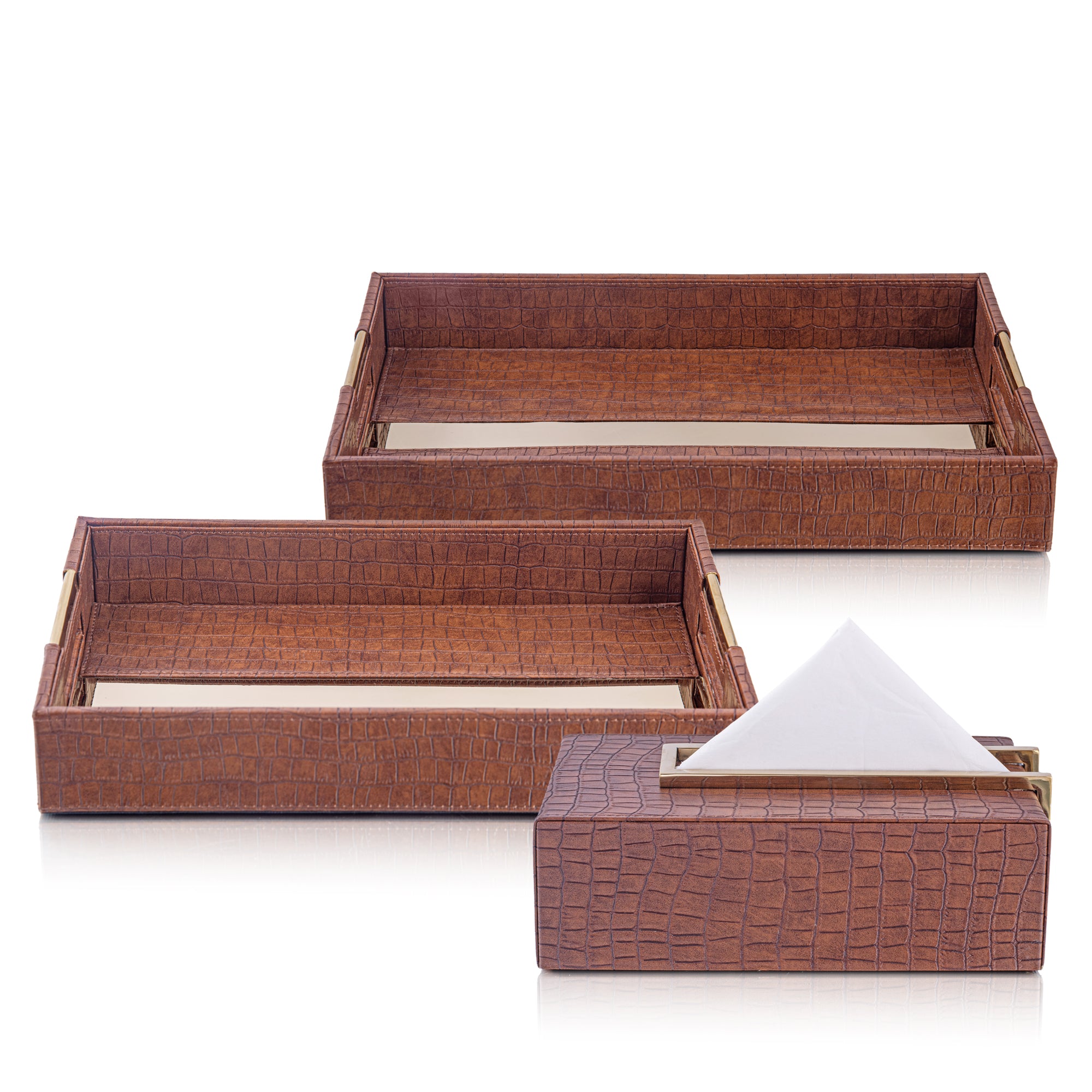 LEATHER TRAY & TISSUE HOLDER