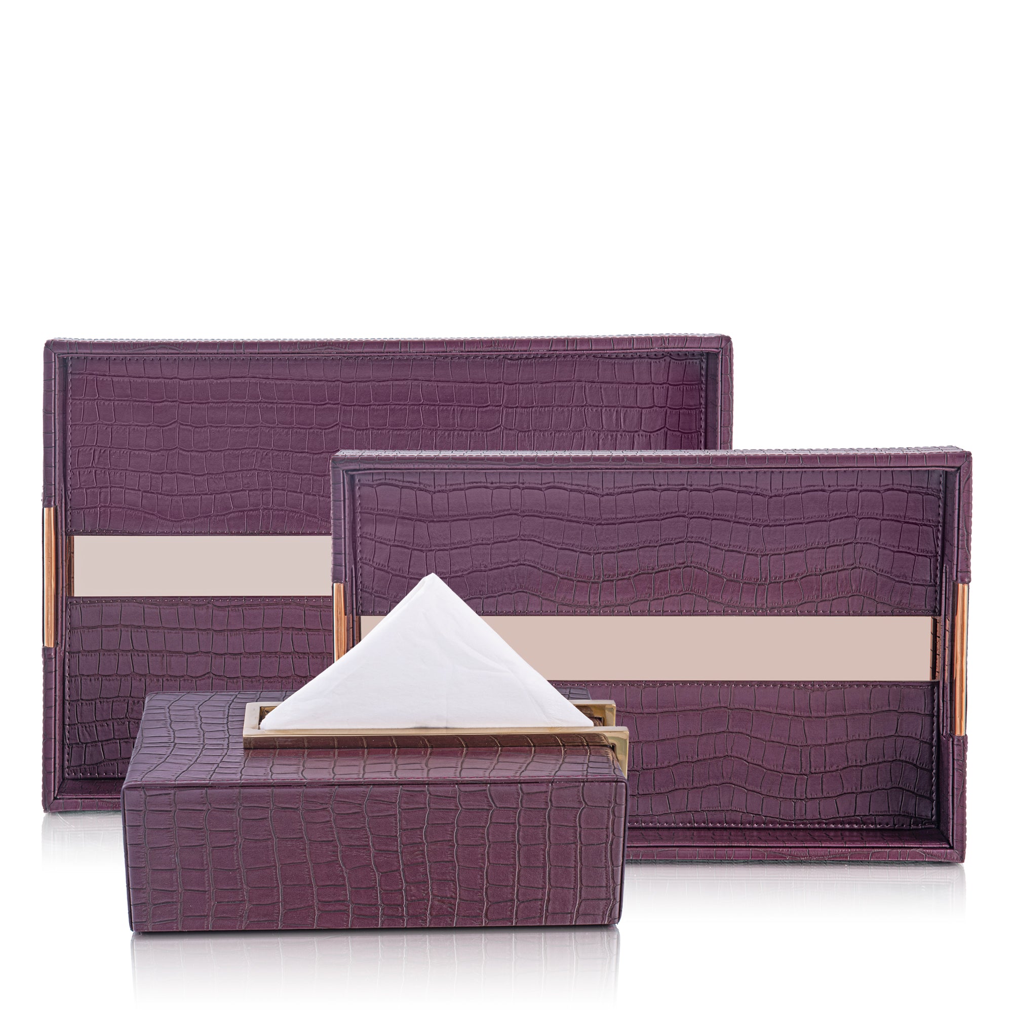 LEATHER TRAY & TISSUE HOLDER