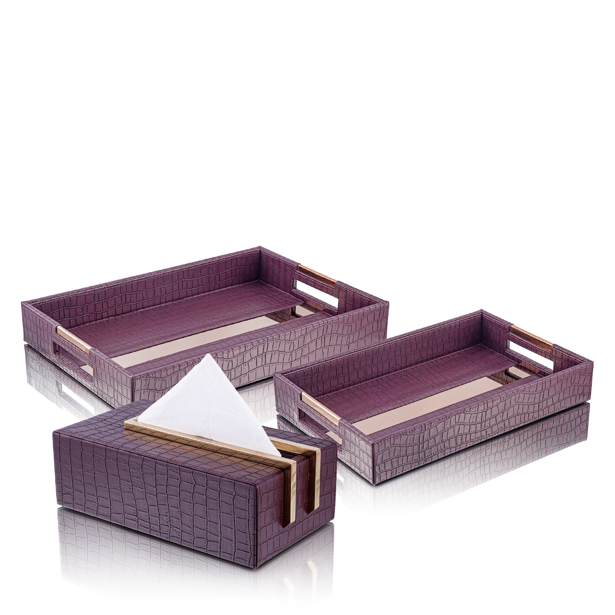 LEATHER TRAY & TISSUE HOLDER