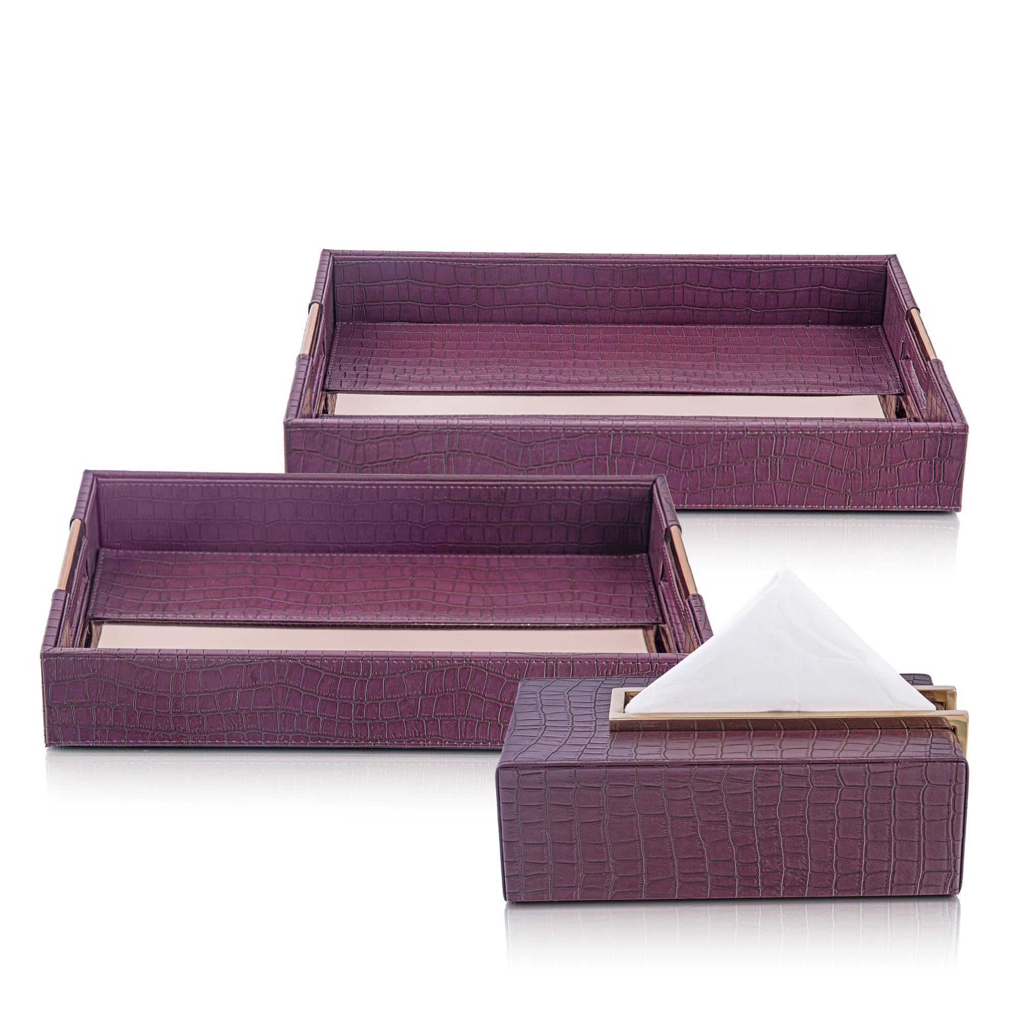 LEATHER TRAY & TISSUE HOLDER