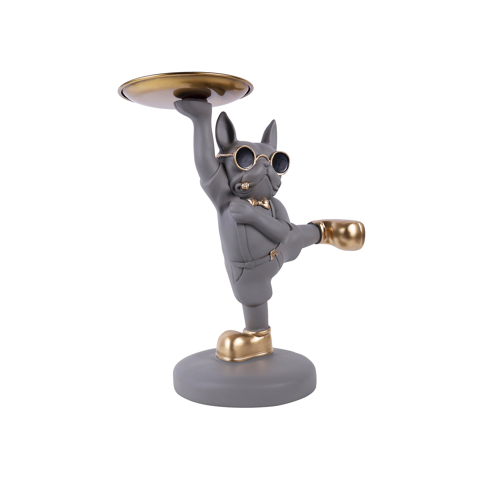 Dancing Dog Figurine with Tray