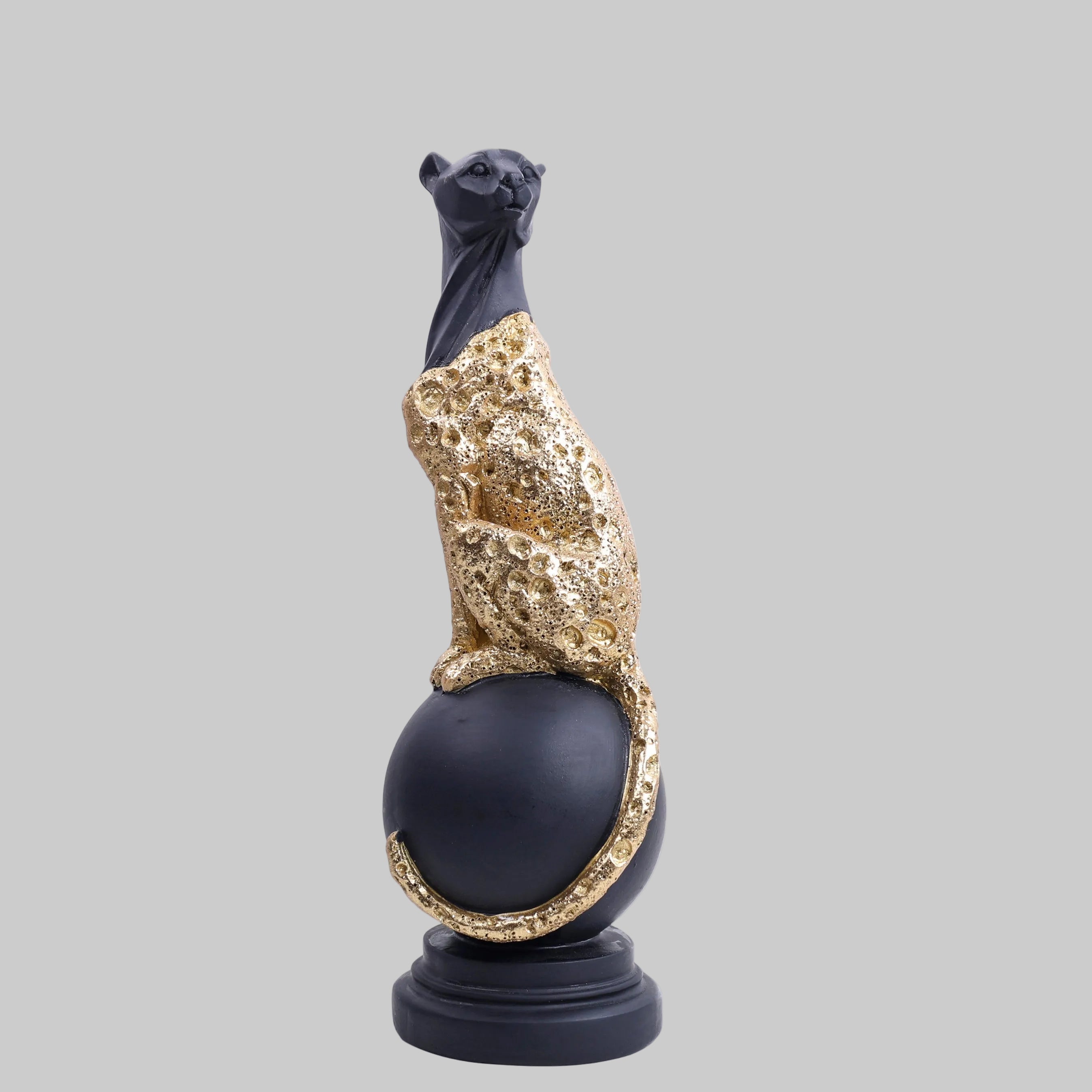 Black Gold Panther Sculpture - Set Of 2