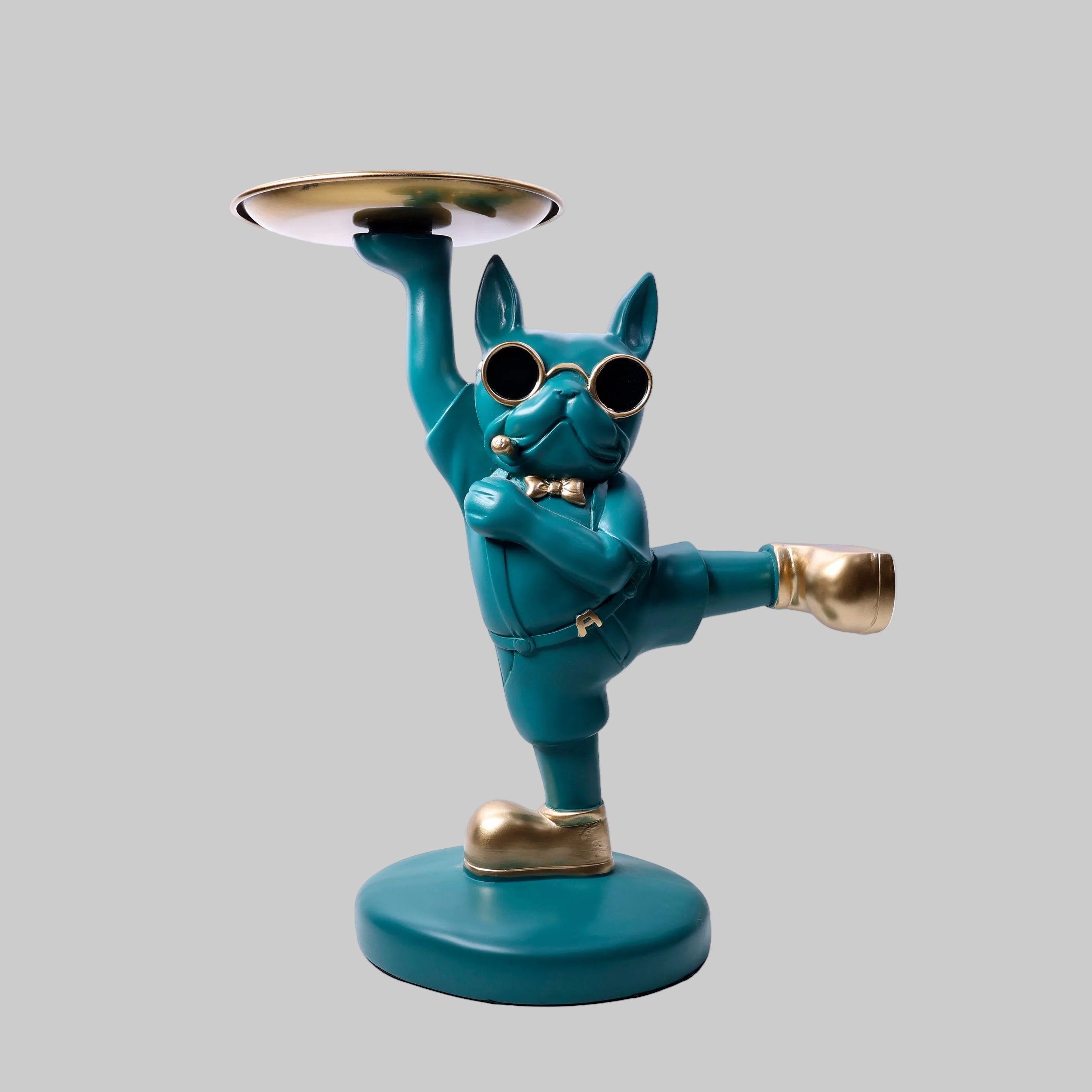 Dancing Dog Figurine with Tray