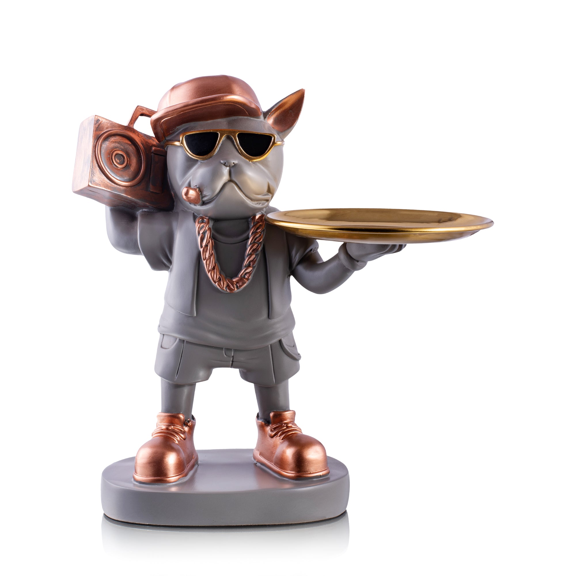 Hip-Hop Bulldog Decor with Tray