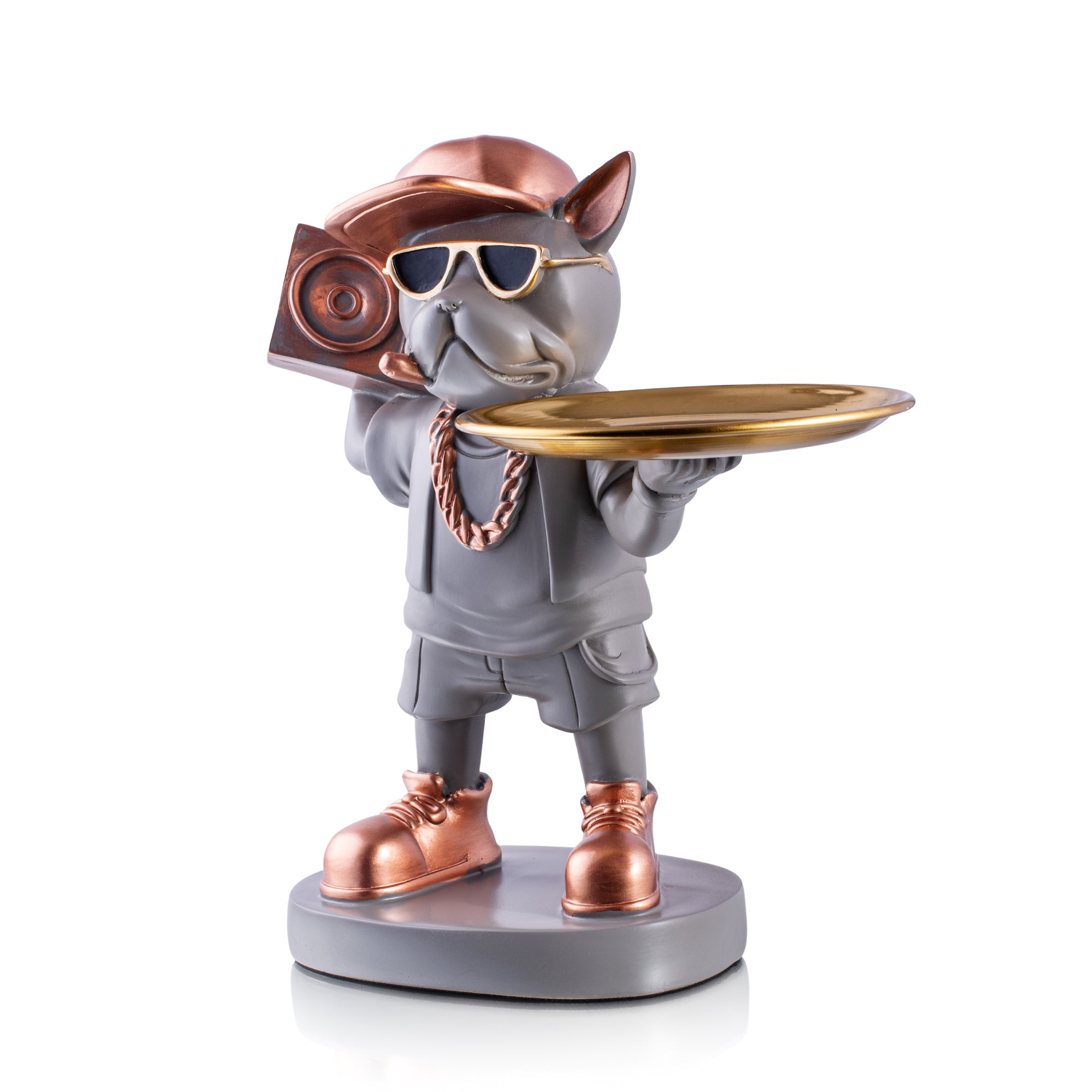 Hip-Hop Bulldog Decor with Tray