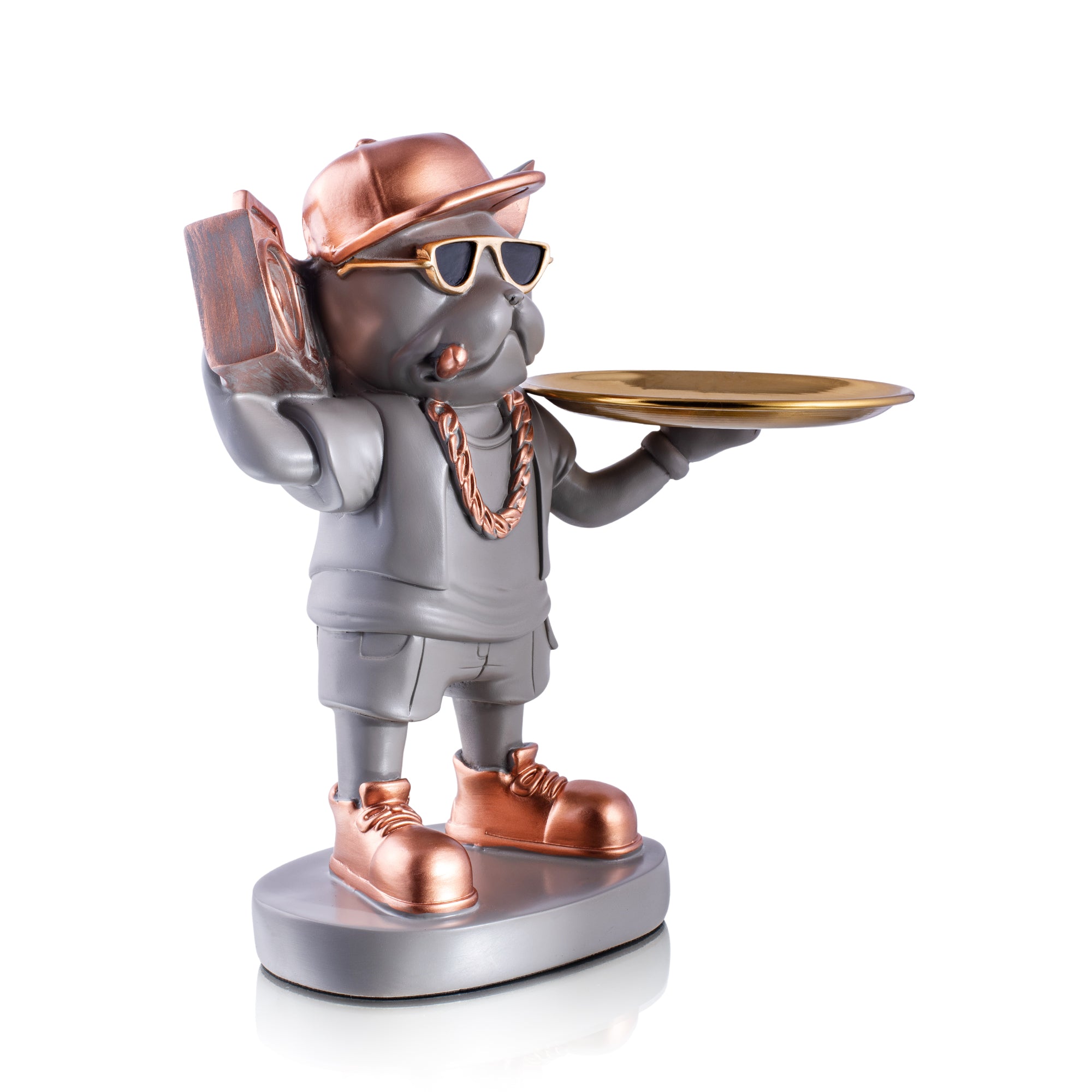 Hip-Hop Bulldog Decor with Tray