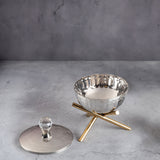 SILVER STEEL CROSS STAND BOWL